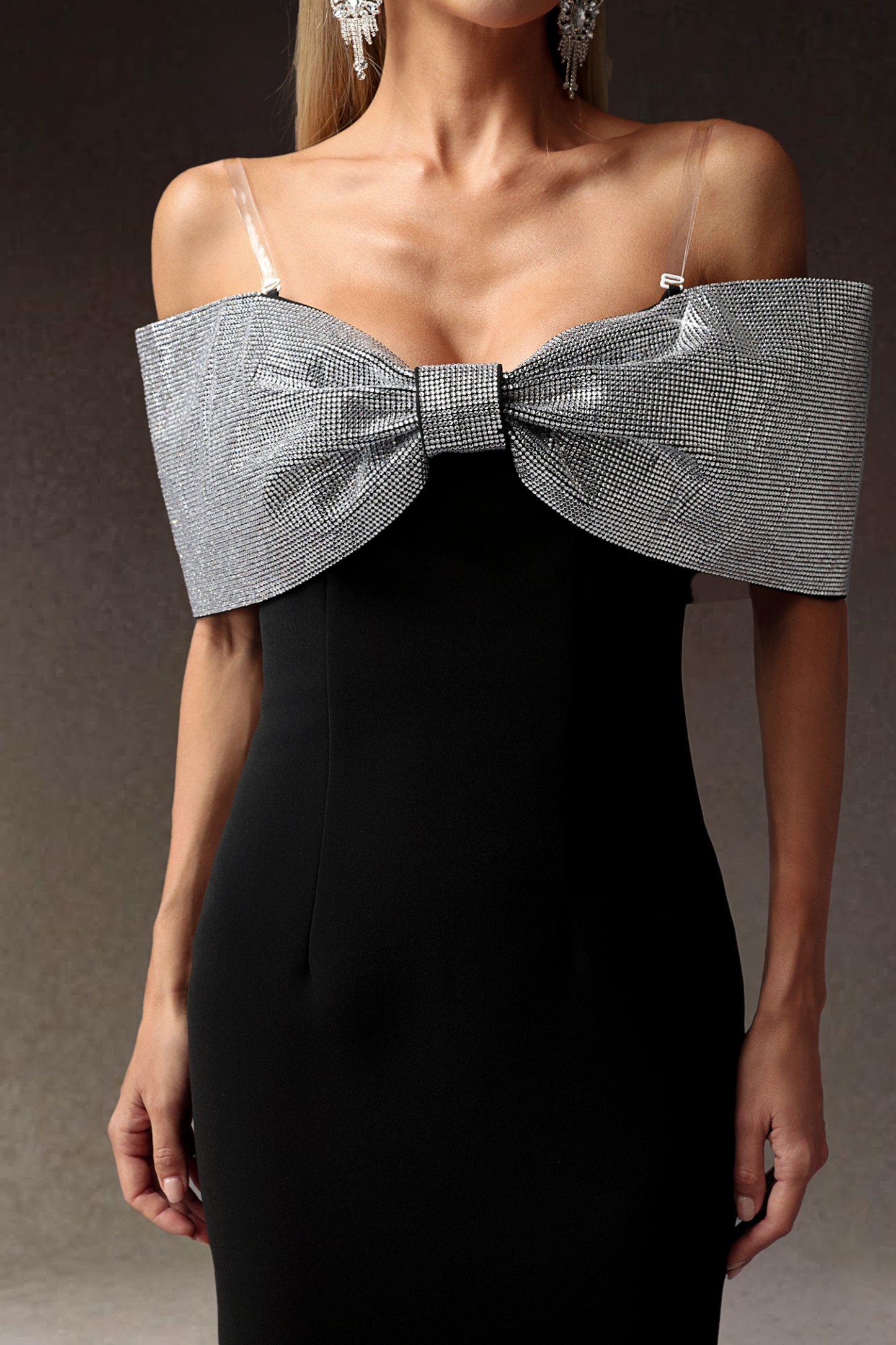 Liopa Bow Diamond Slim Maxi Dress