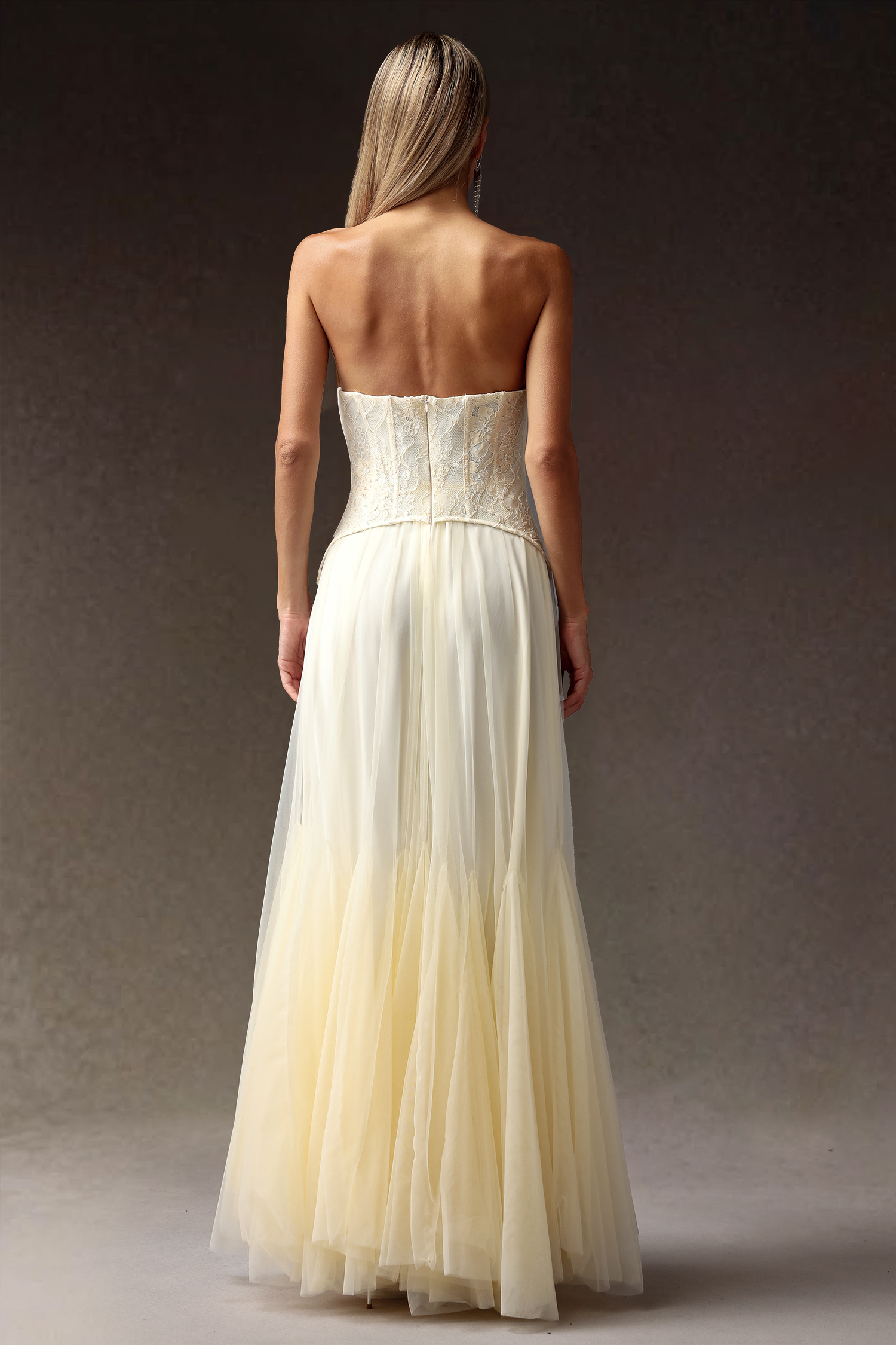 Rui lace Strapless Corset Maxi Dress