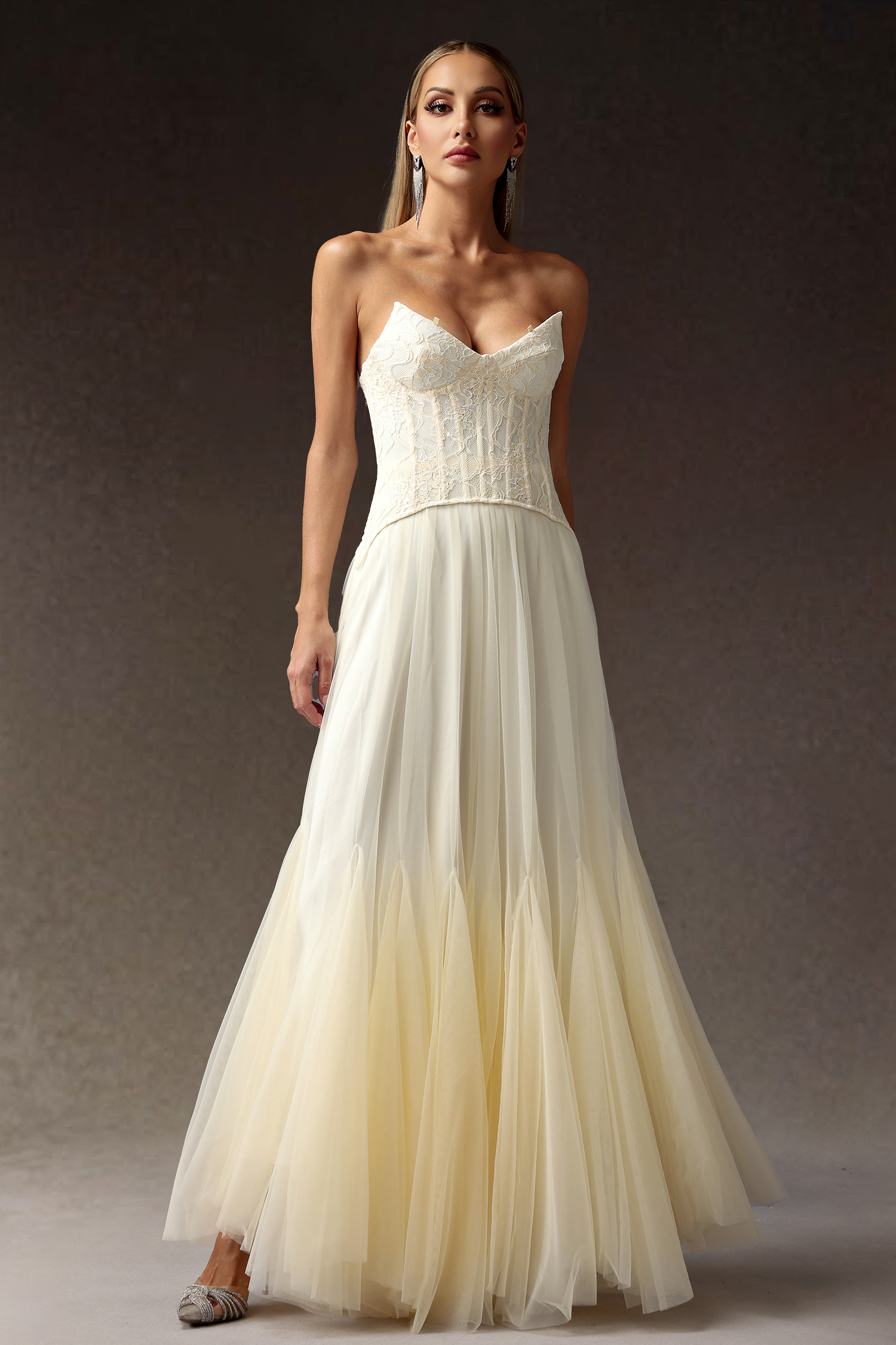 Rui lace Strapless Corset Maxi Dress