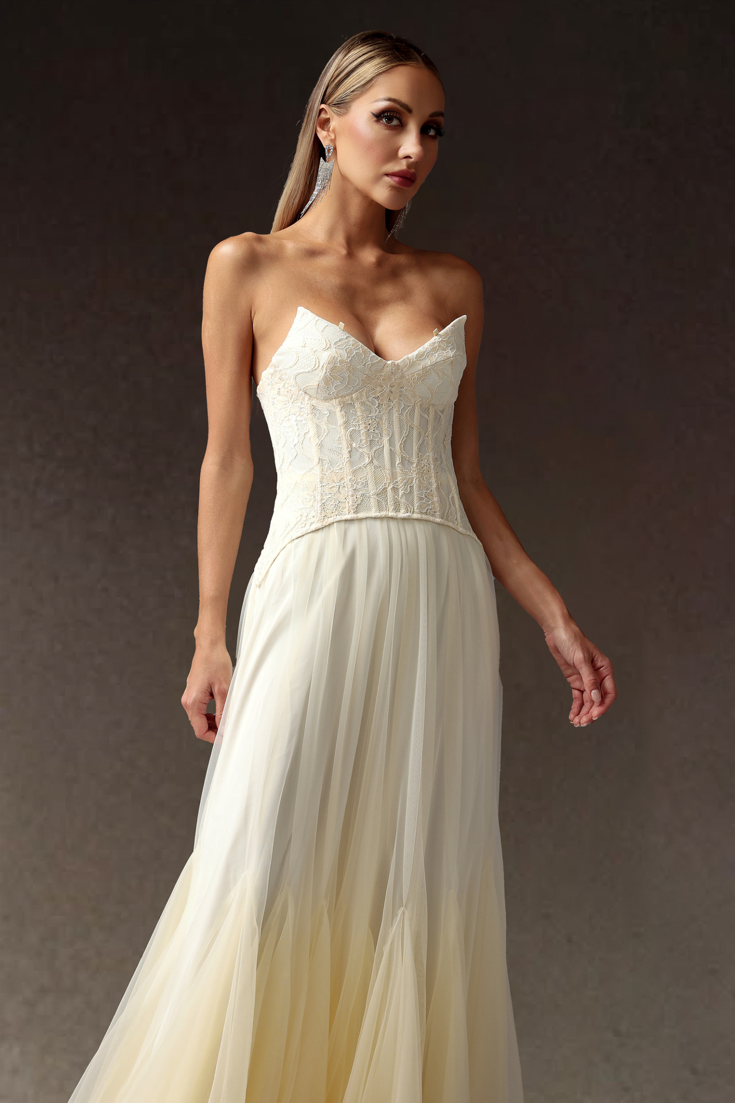 Rui lace Strapless Corset Maxi Dress