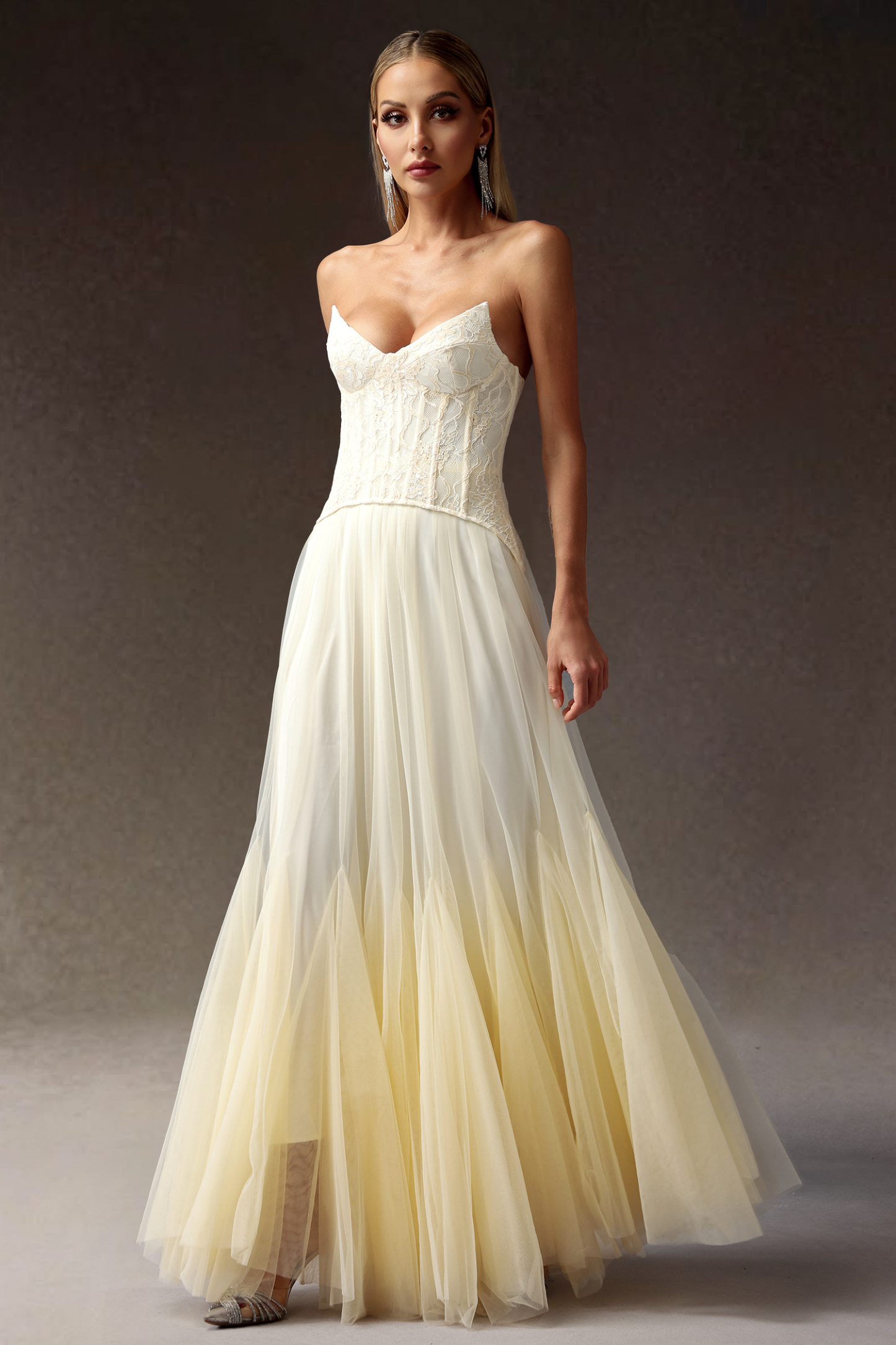 Rui lace Strapless Corset Maxi Dress