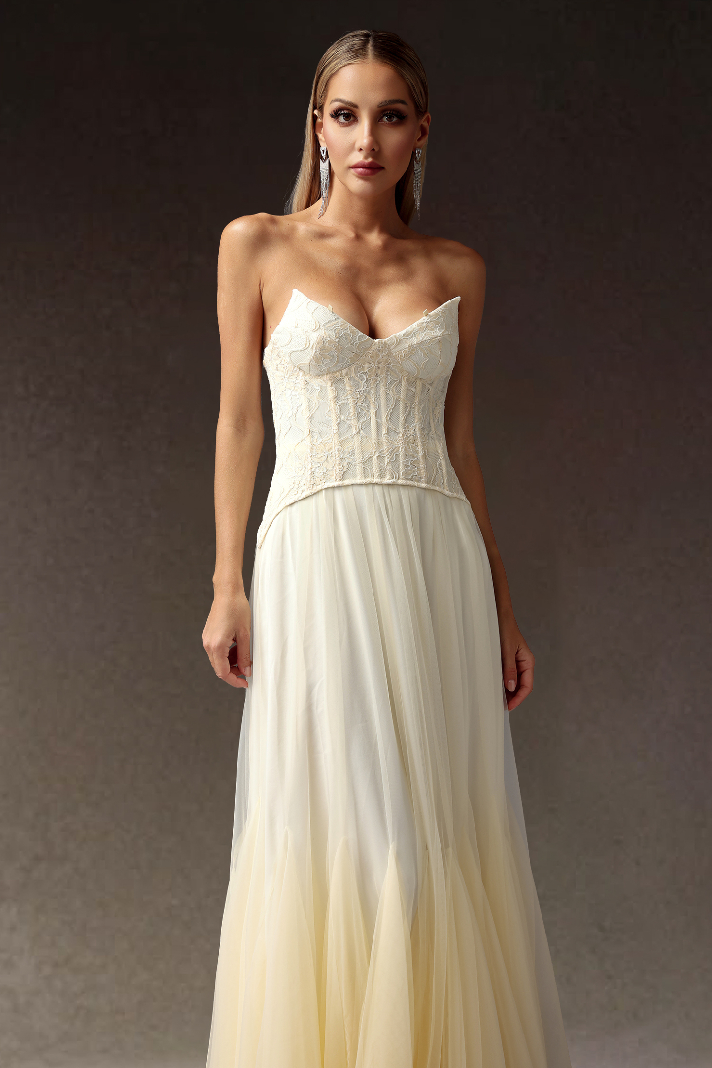 Rui lace Strapless Corset Maxi Dress