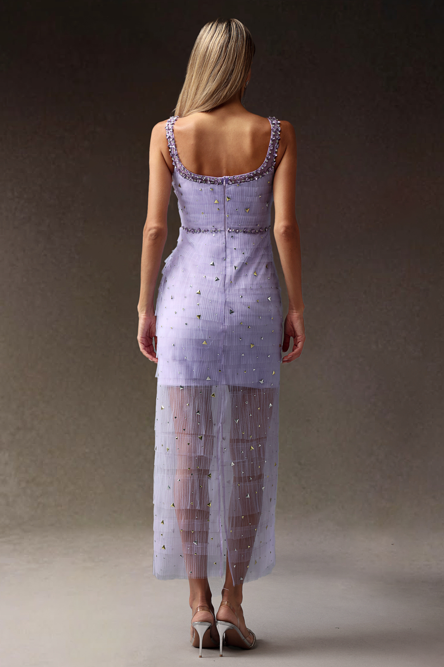 Lenra Sleeveless Diamond Sequin Maxi Dress