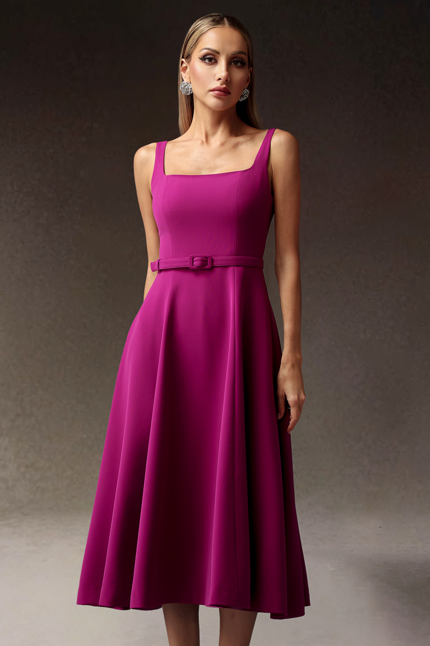 Willi Sleevless Square-cut Collar Maxi Dress