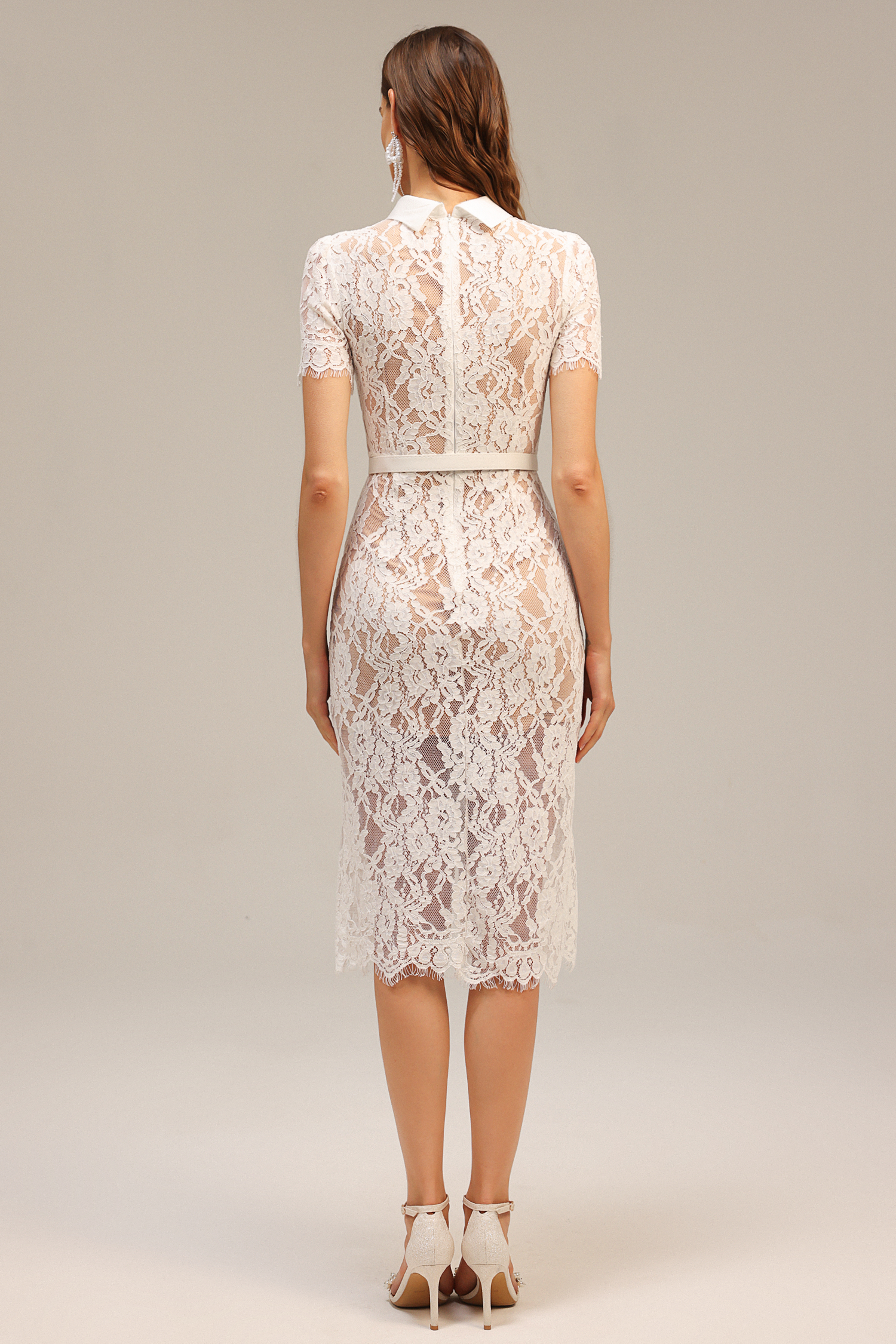 Elva Short Sleeve Lace Midi Dress