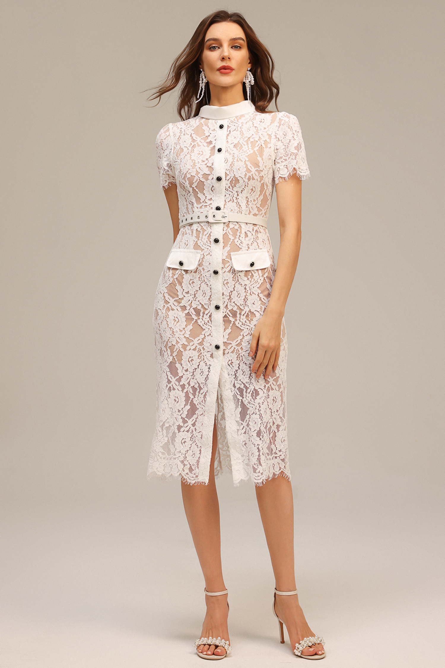 Elva Short Sleeve Lace Midi Dress