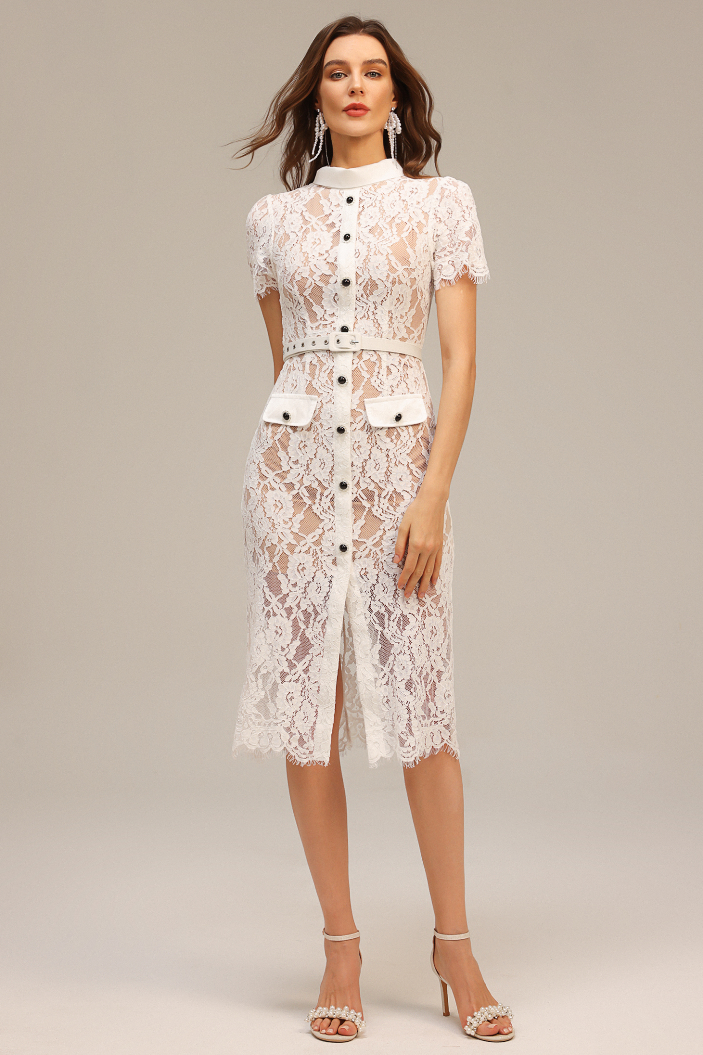 Elva Short Sleeve Lace Midi Dress