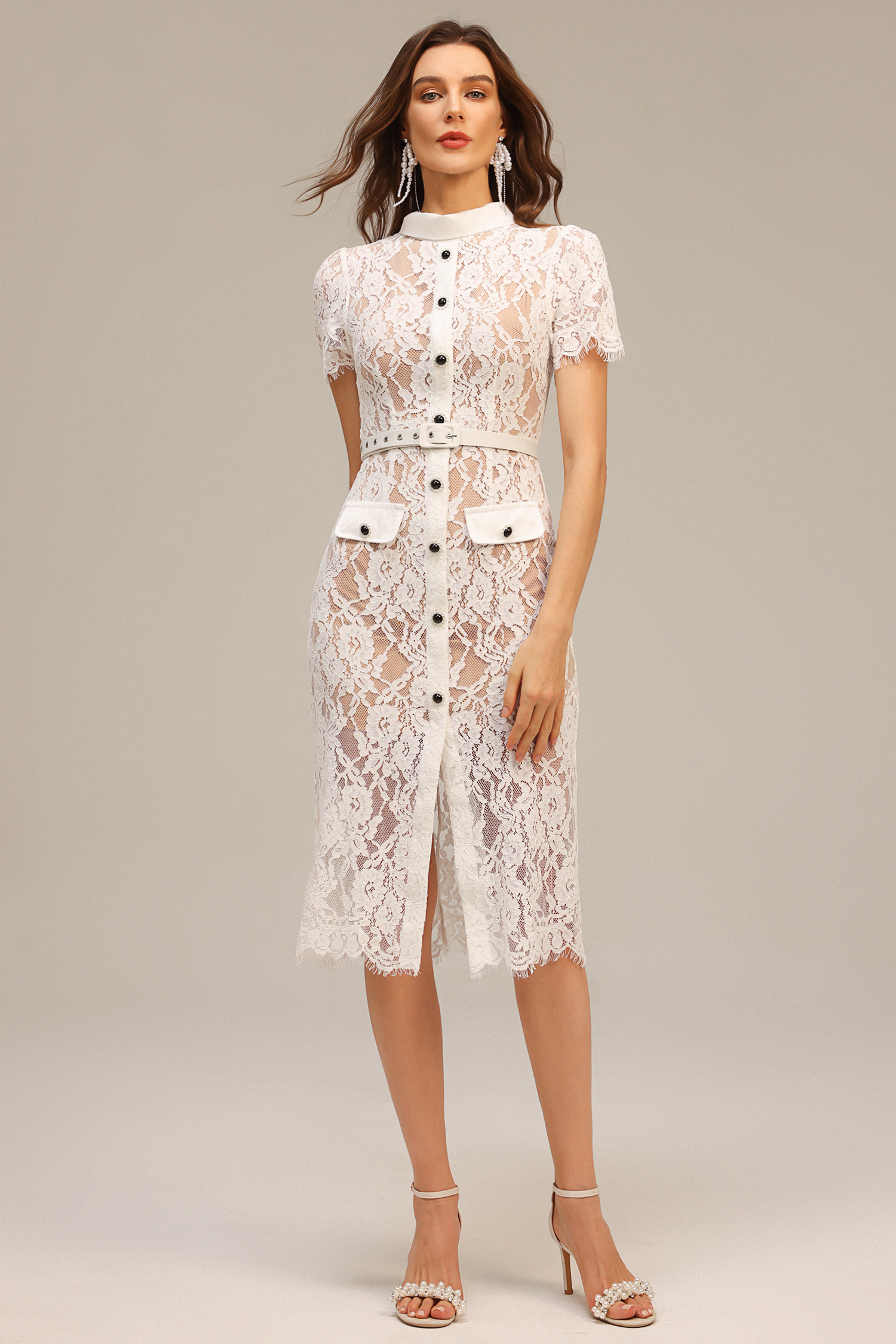 Elva Short Sleeve Lace Midi Dress