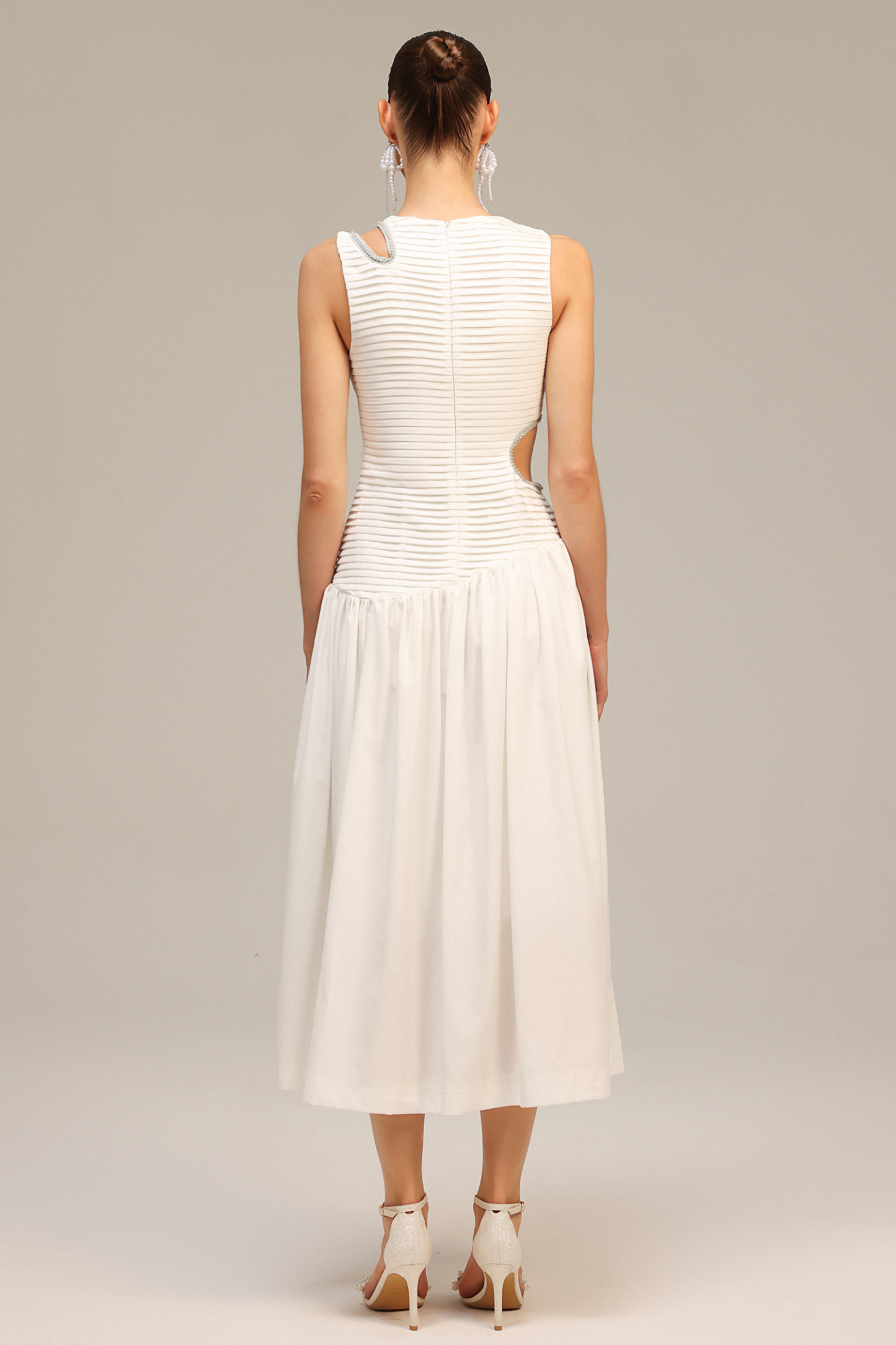 Lalida Hollow Out Folds Midi Dress