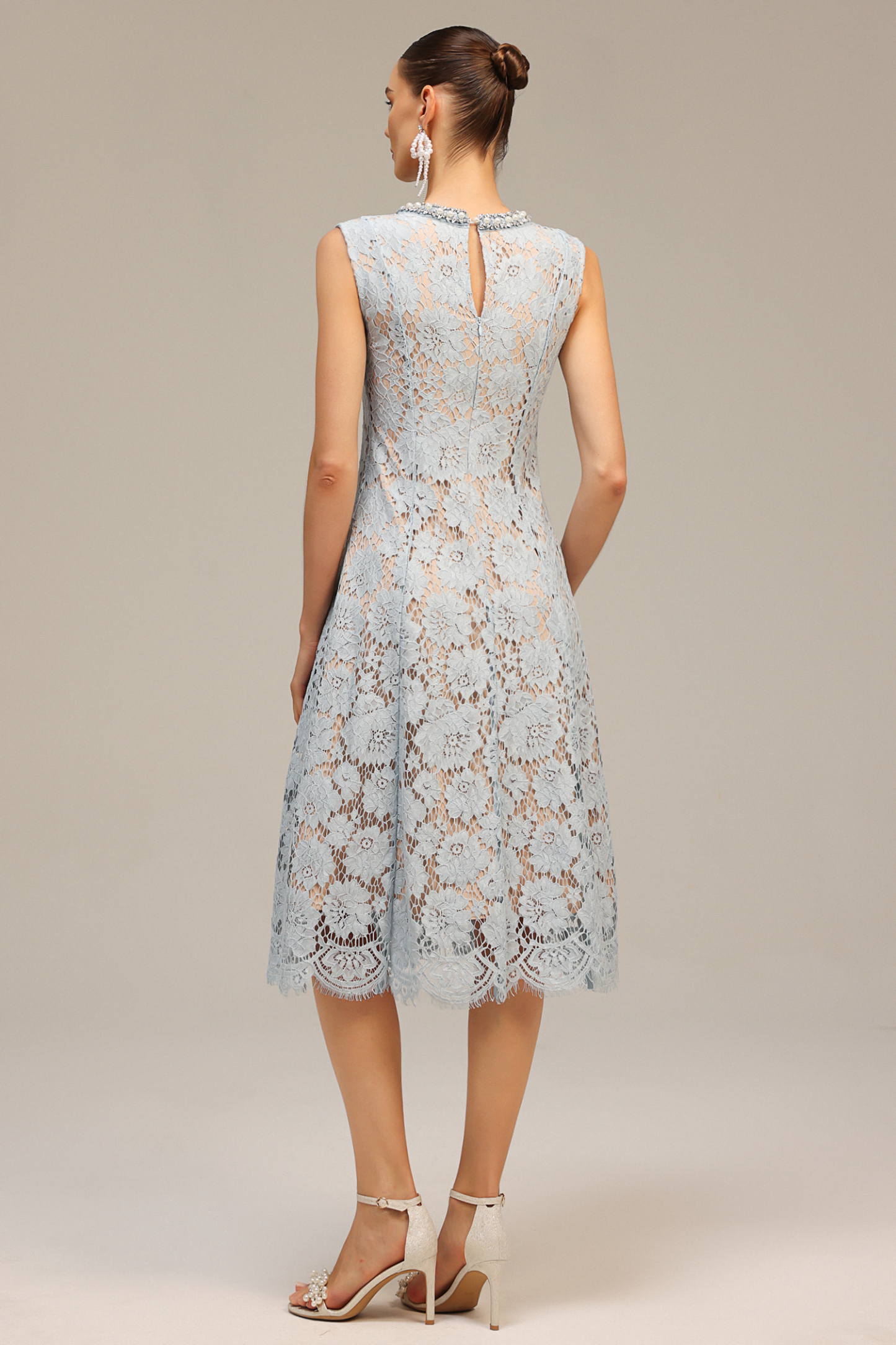 Liaco Sleeveless Diamond Pearl Midi Dress