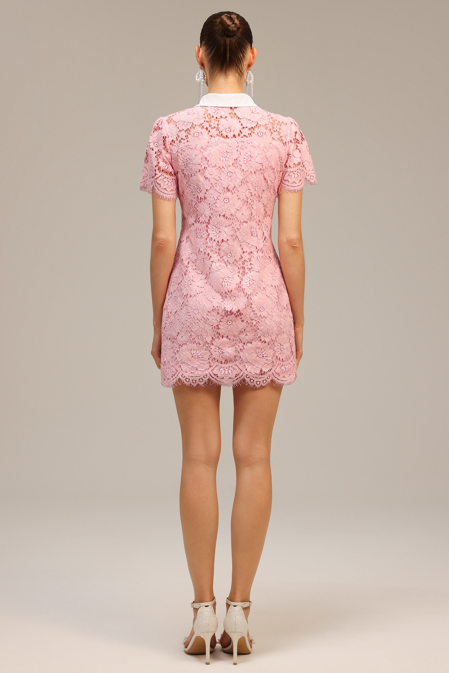 Sophiess Lapel Lace Mini Dress