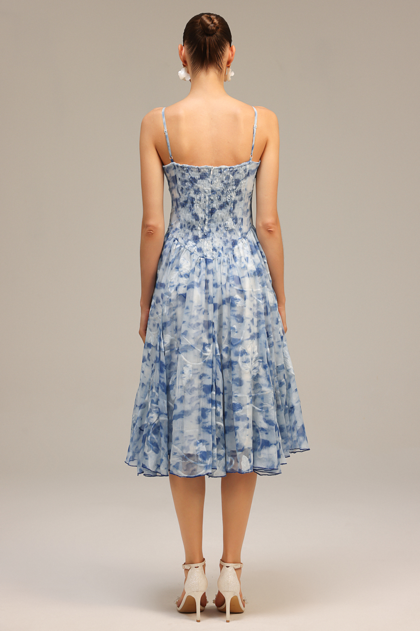 Lesa Halter Floral Printed Midi Dress