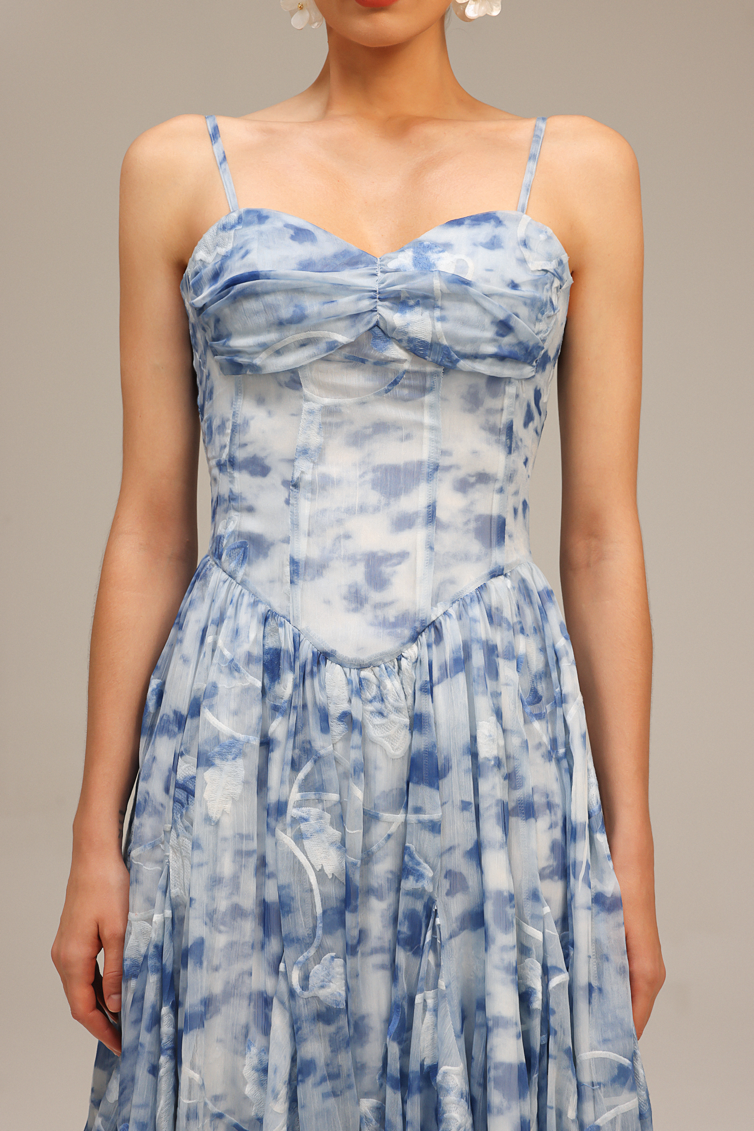 Lesa Halter Floral Printed Midi Dress