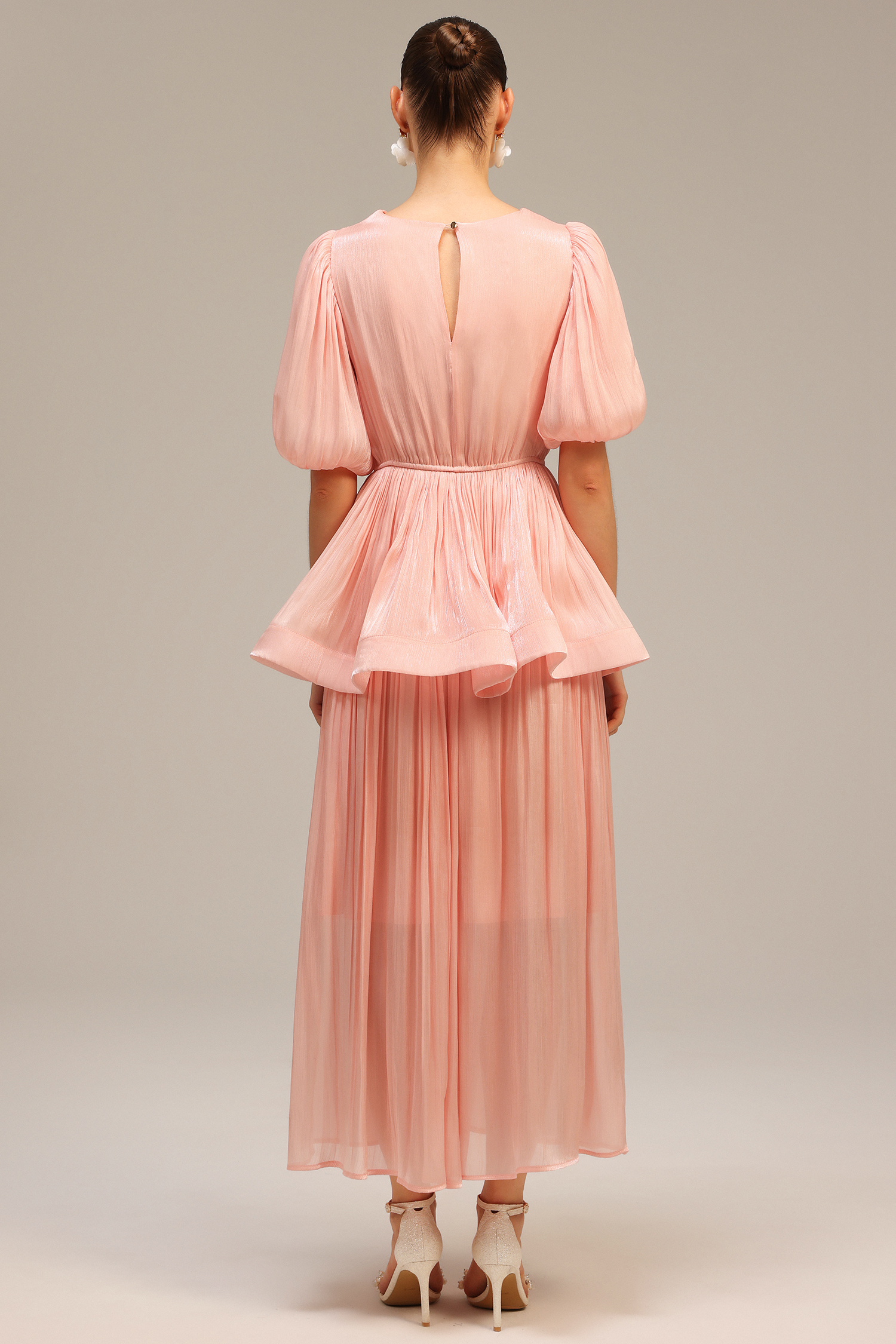 Sekani Elbow Sleeve Folds Maxi Dress