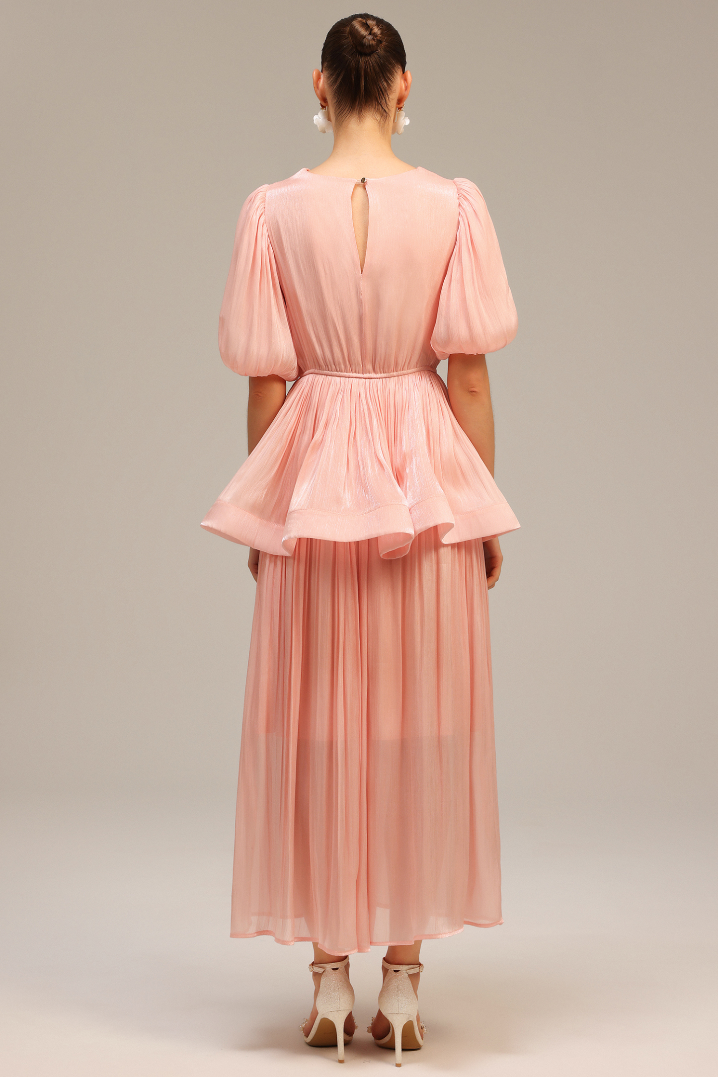 Sekani Elbow Sleeve Folds Maxi Dress