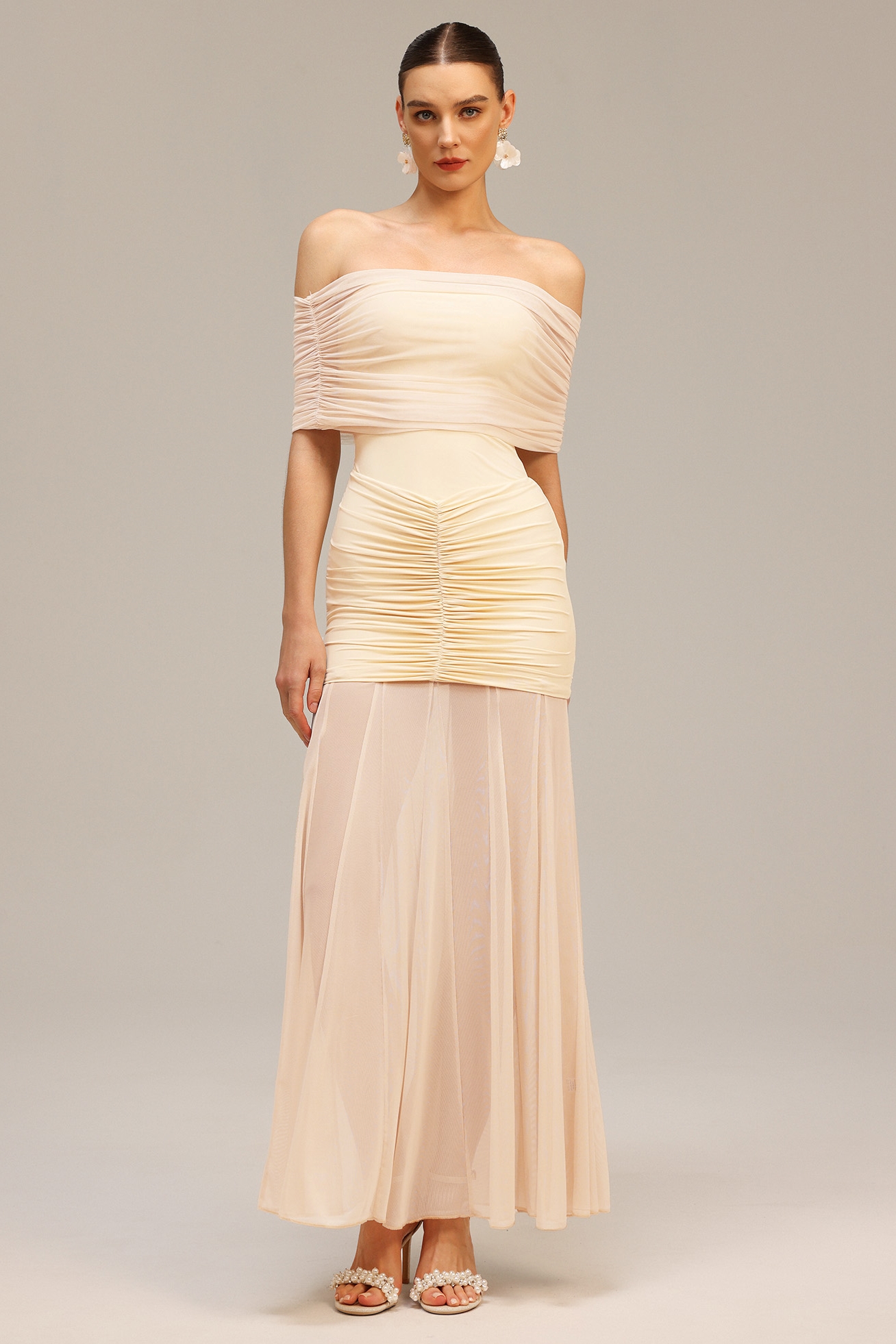 Mercy Off-The-Shoulder Folds Maxi Dress