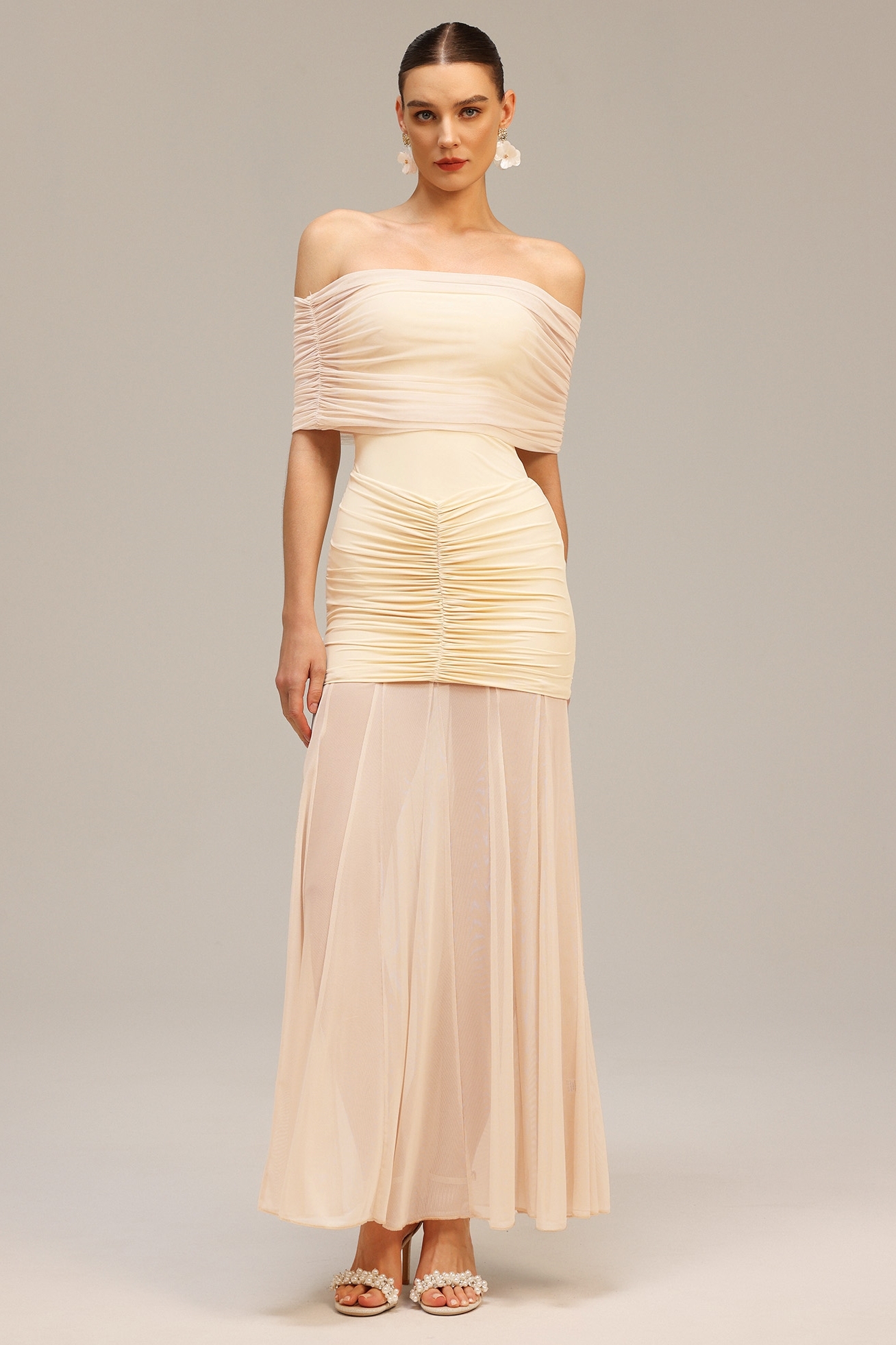 Mercy Off-The-Shoulder Folds Maxi Dress