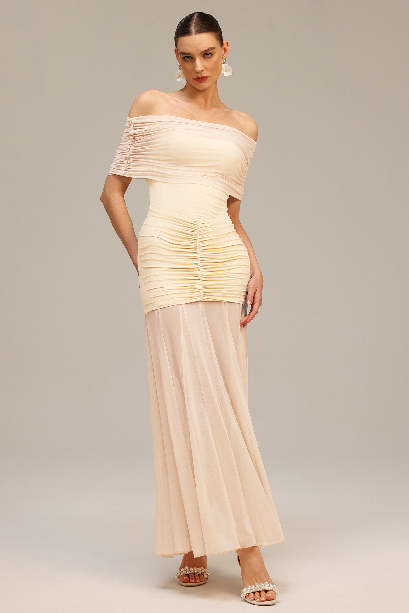 Mercy Off-The-Shoulder Folds Maxi Dress