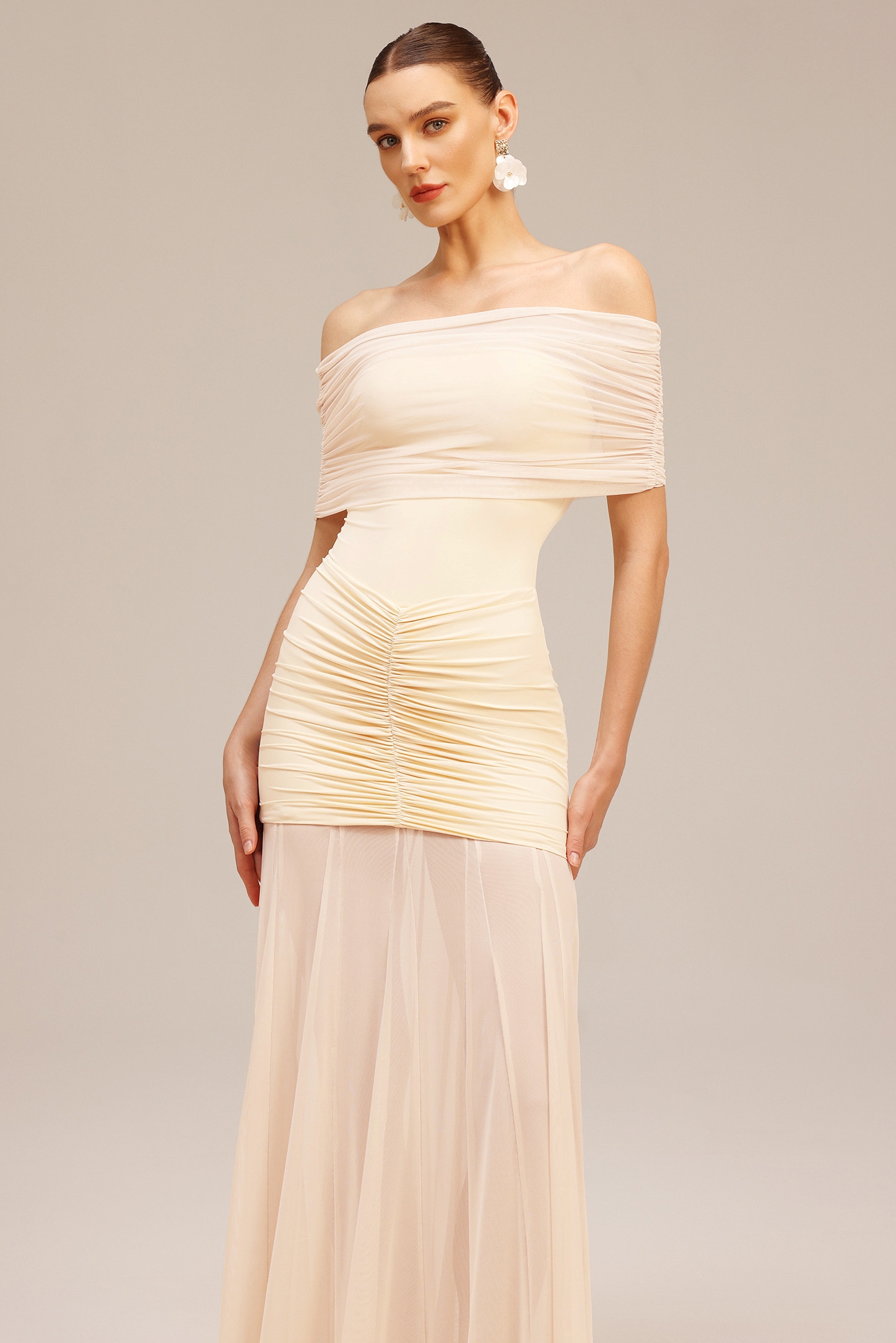 Mercy Off-The-Shoulder Folds Maxi Dress