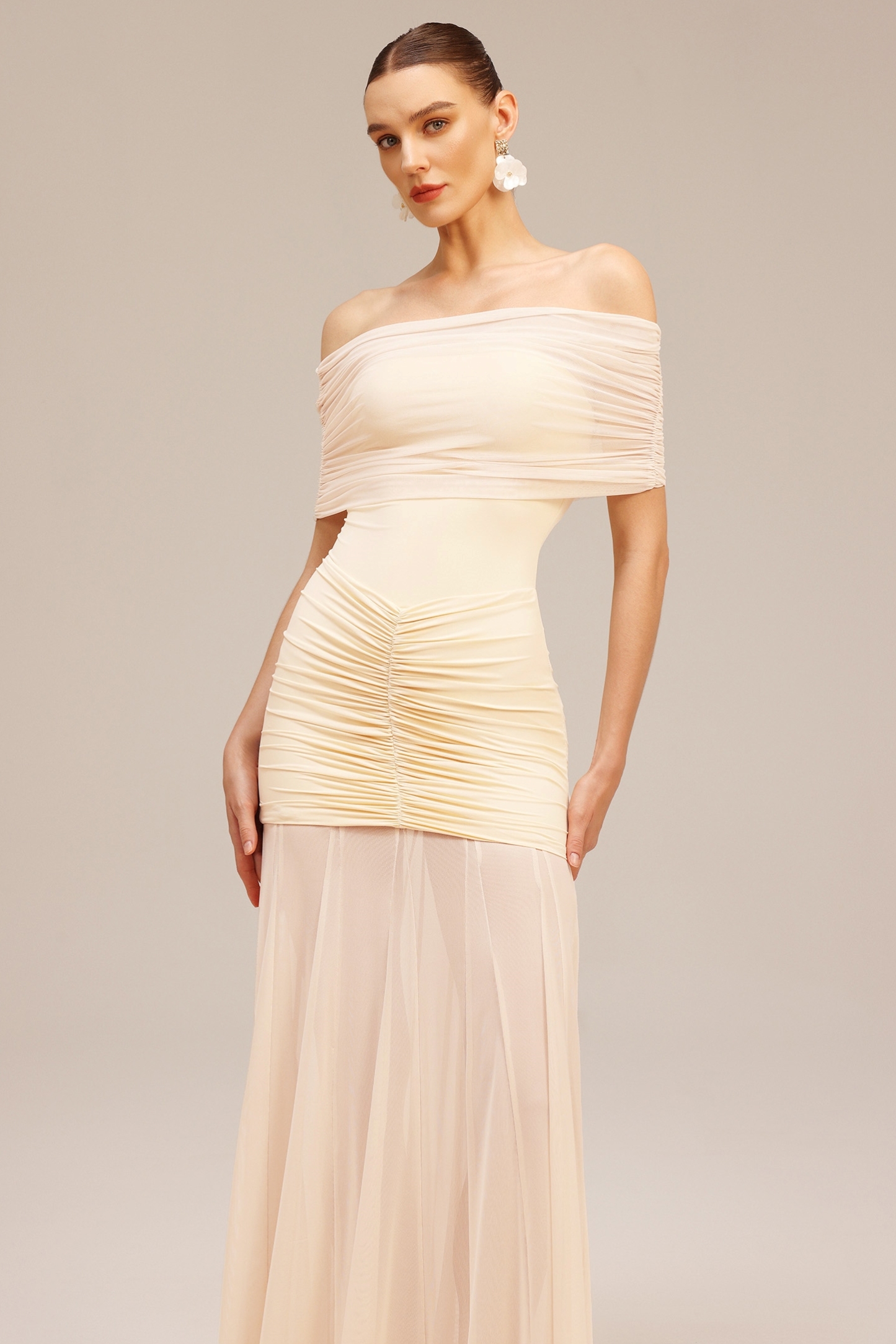 Mercy Off-The-Shoulder Folds Maxi Dress