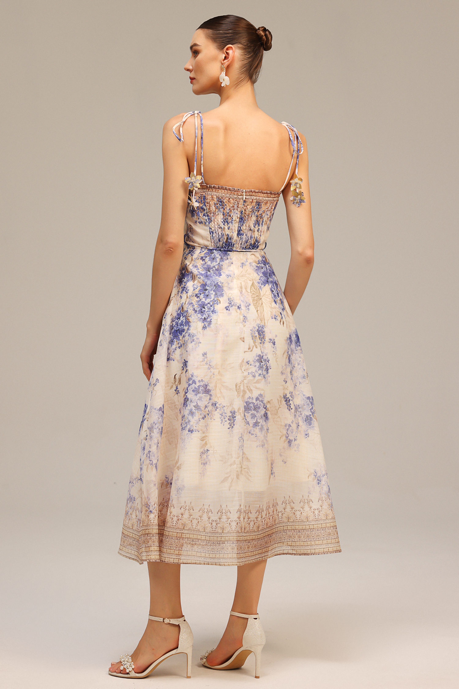 Reagan Halter Floral Printed Midi Dress