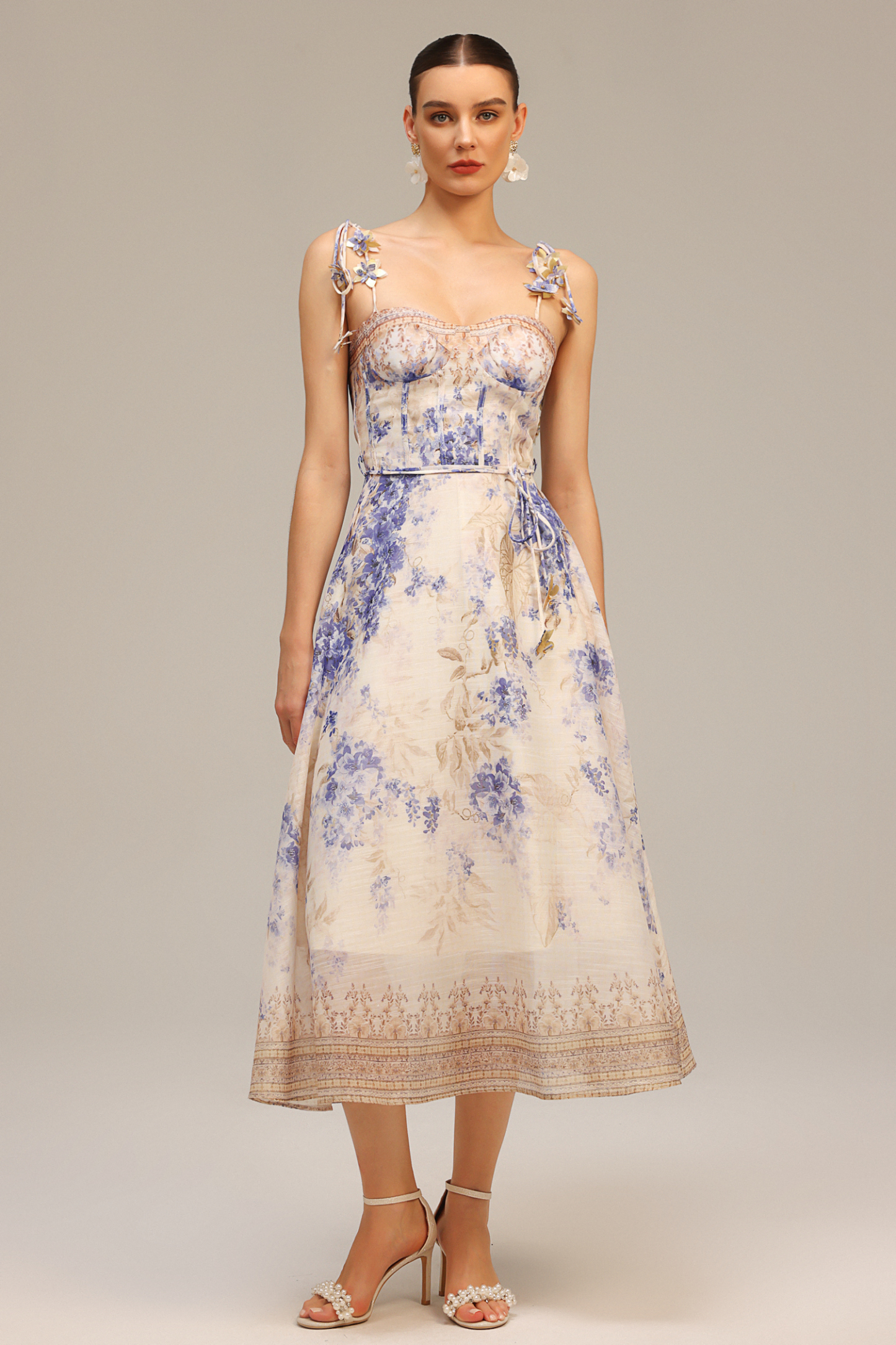 Reagan Halter Floral Printed Midi Dress