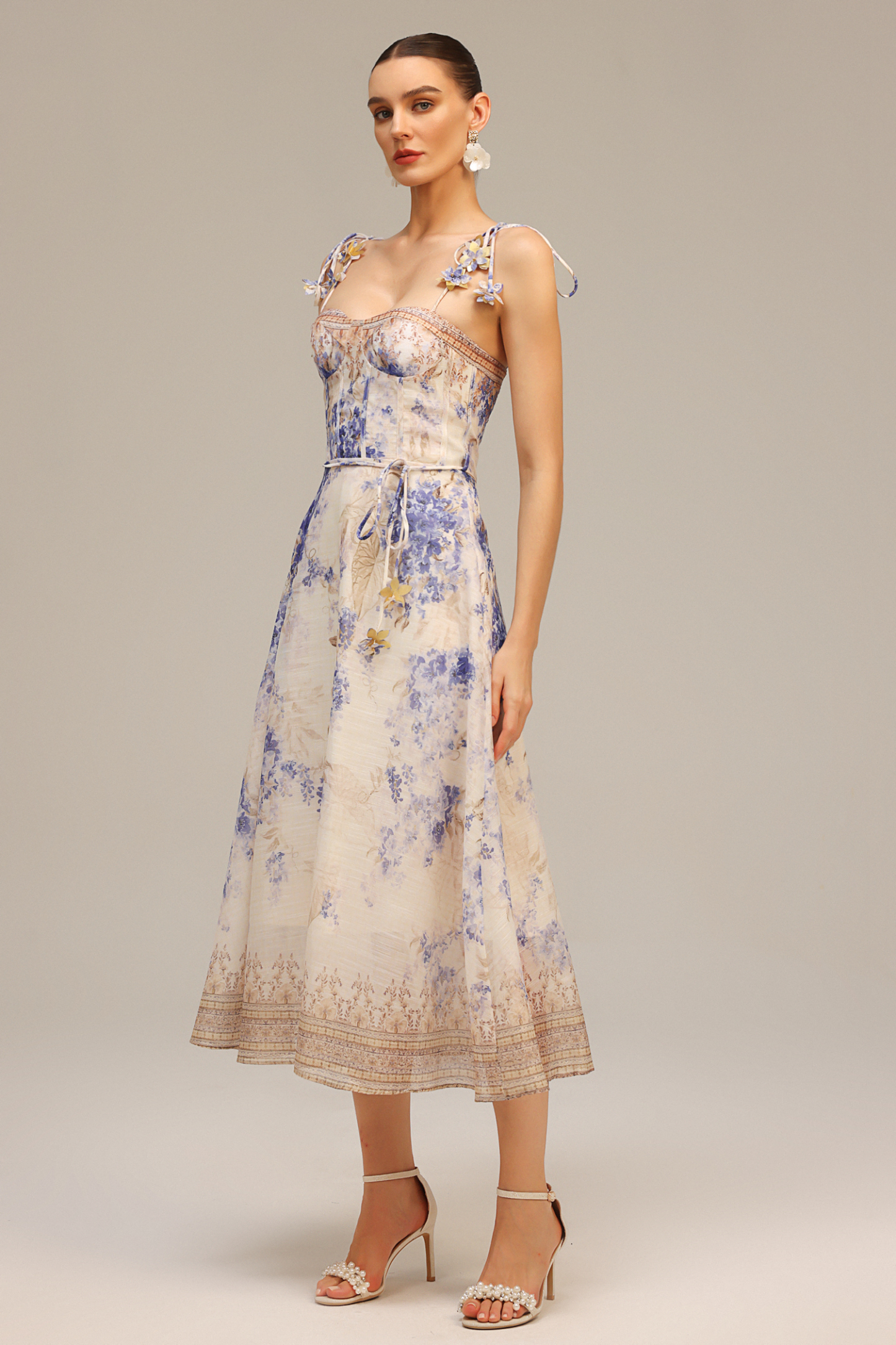 Reagan Halter Floral Printed Midi Dress