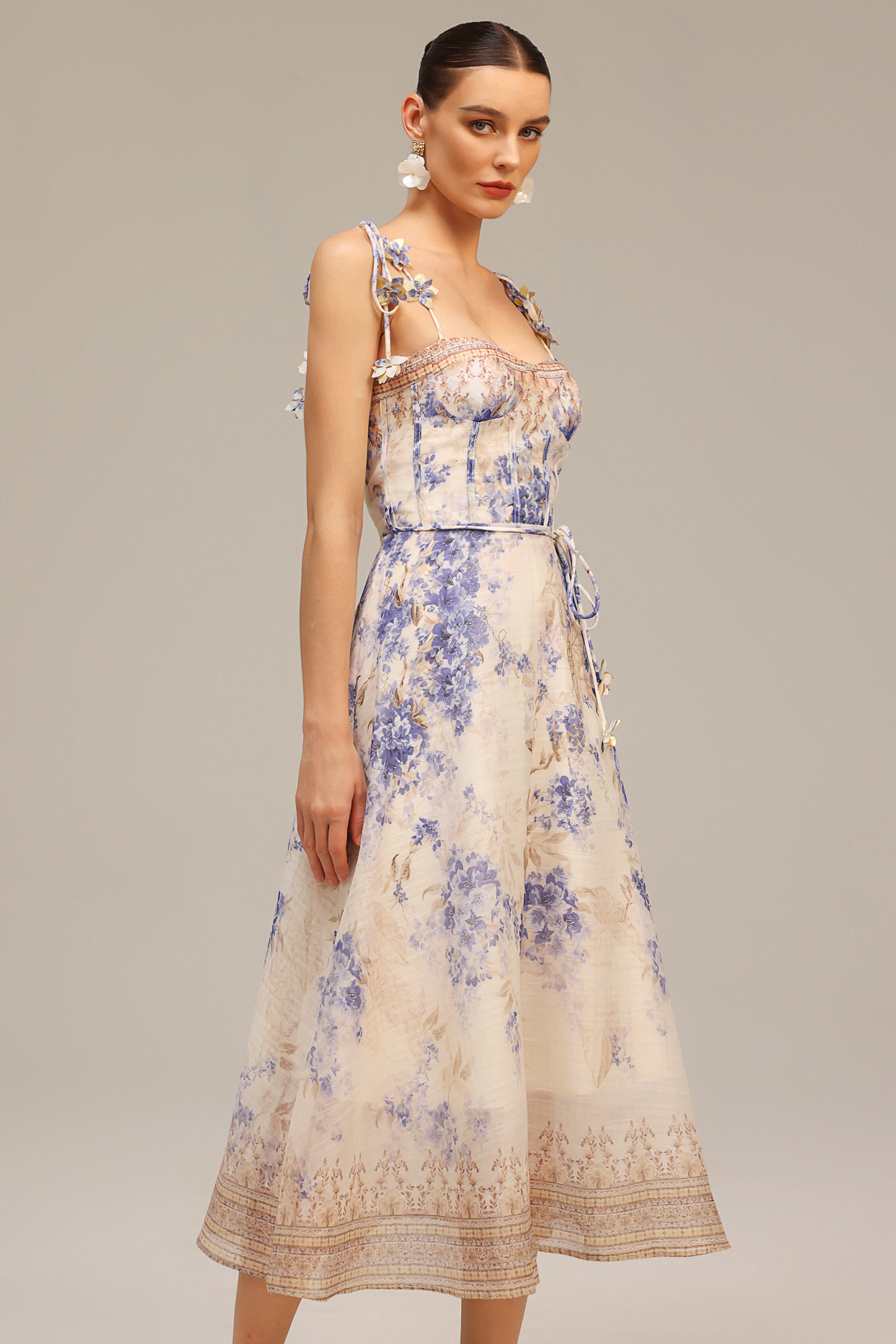 Reagan Halter Floral Printed Midi Dress