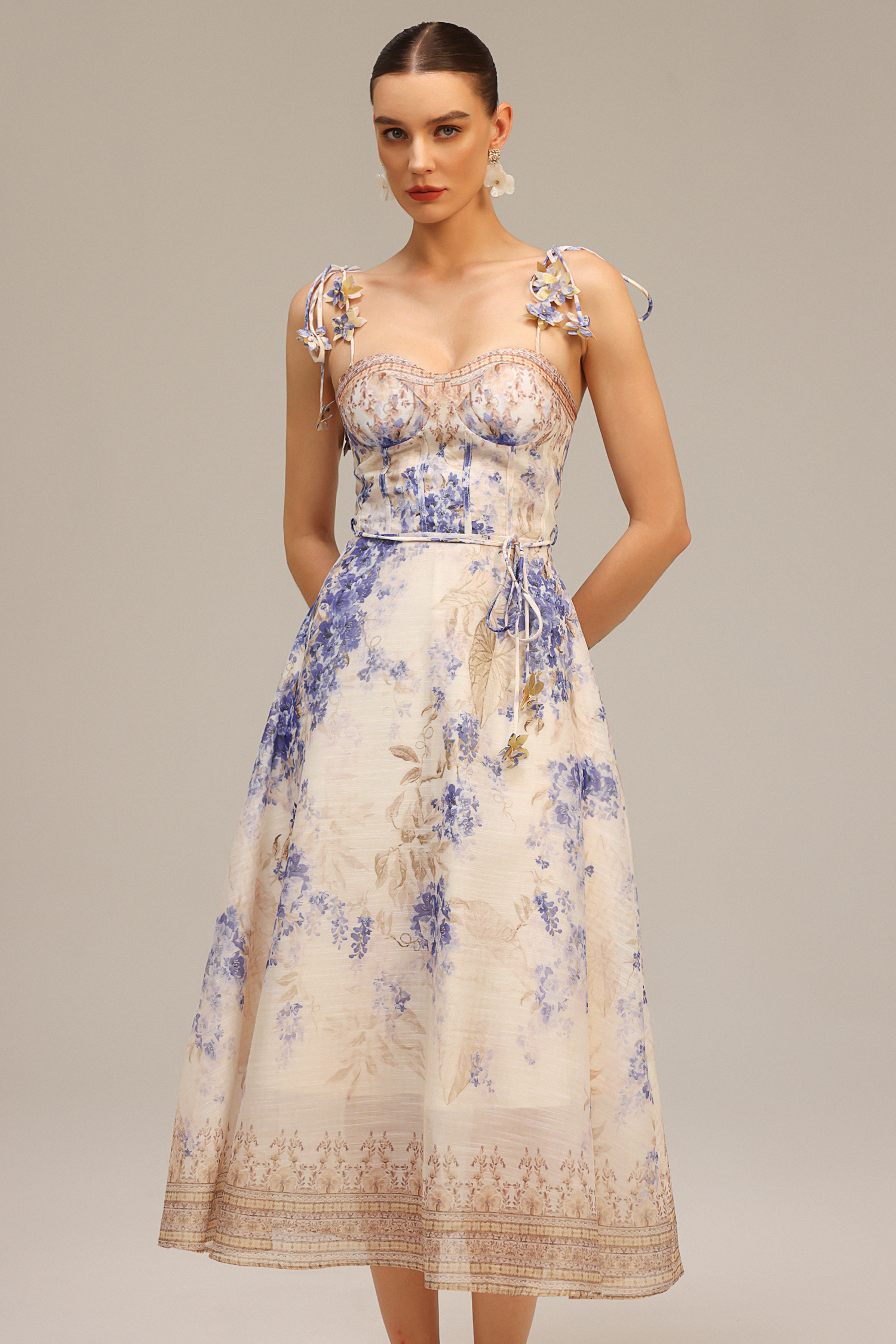 Reagan Halter Floral Printed Midi Dress