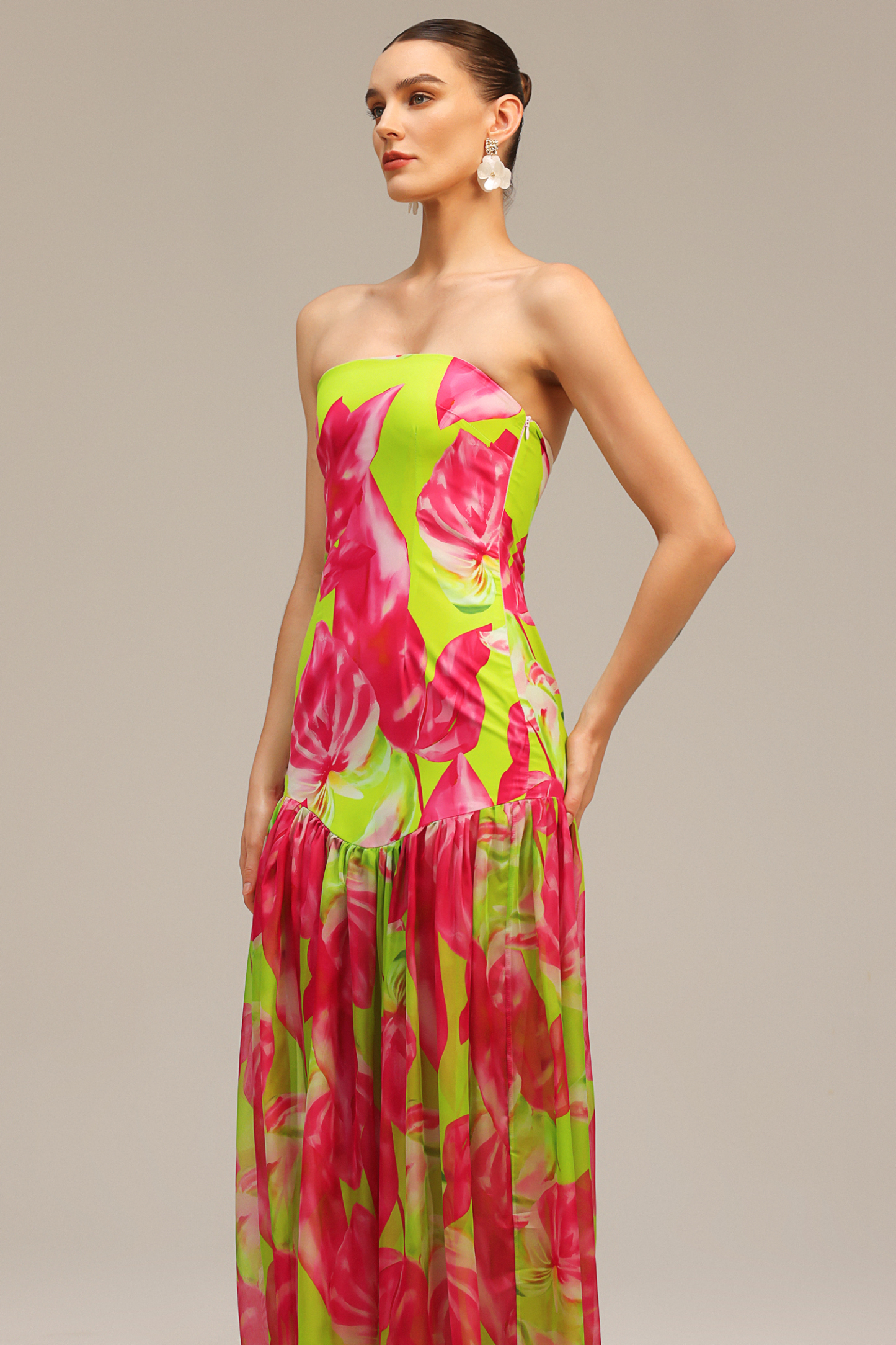 Fern Sleeveless Printed High Slit Maxi Dress