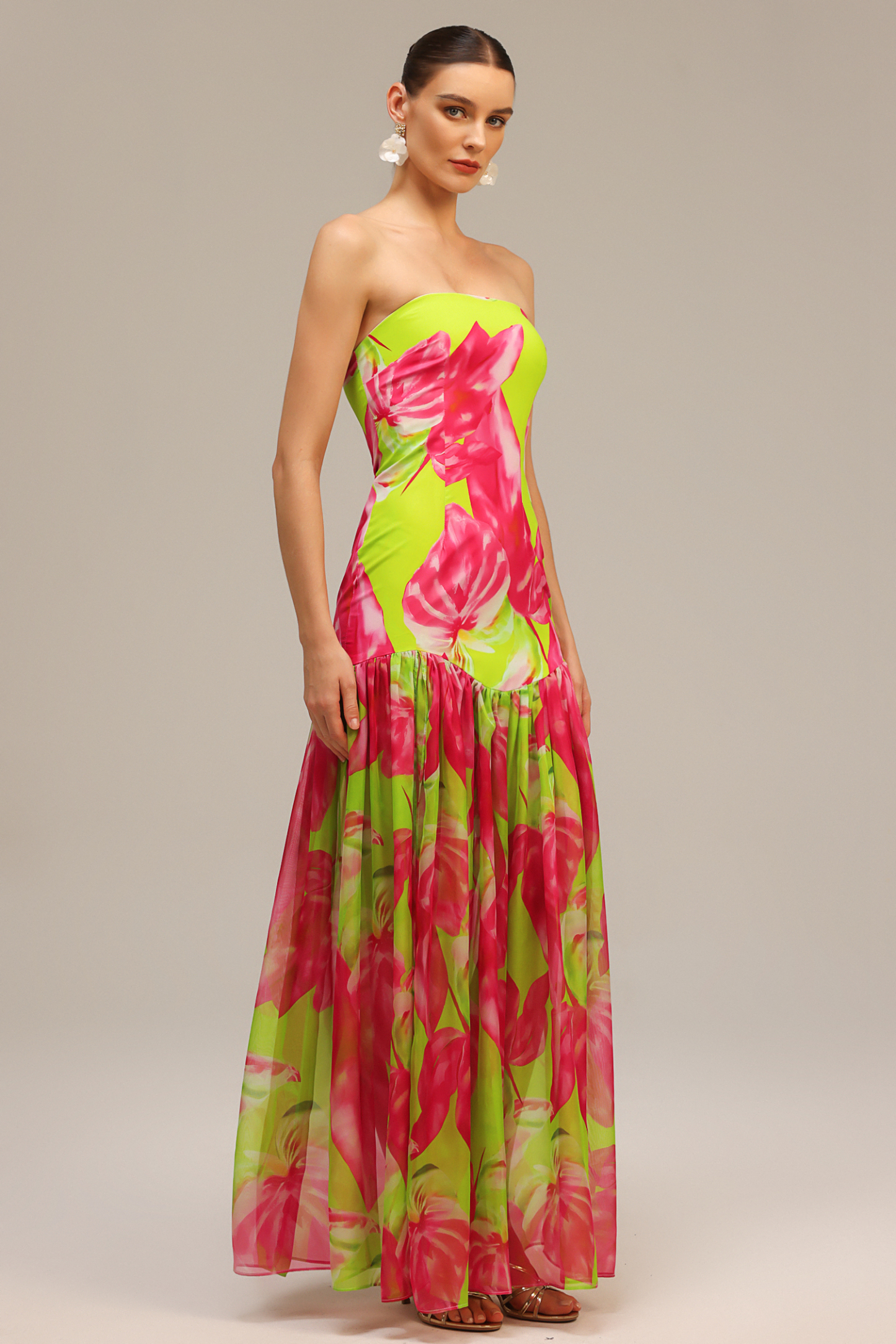 Fern Sleeveless Printed High Slit Maxi Dress