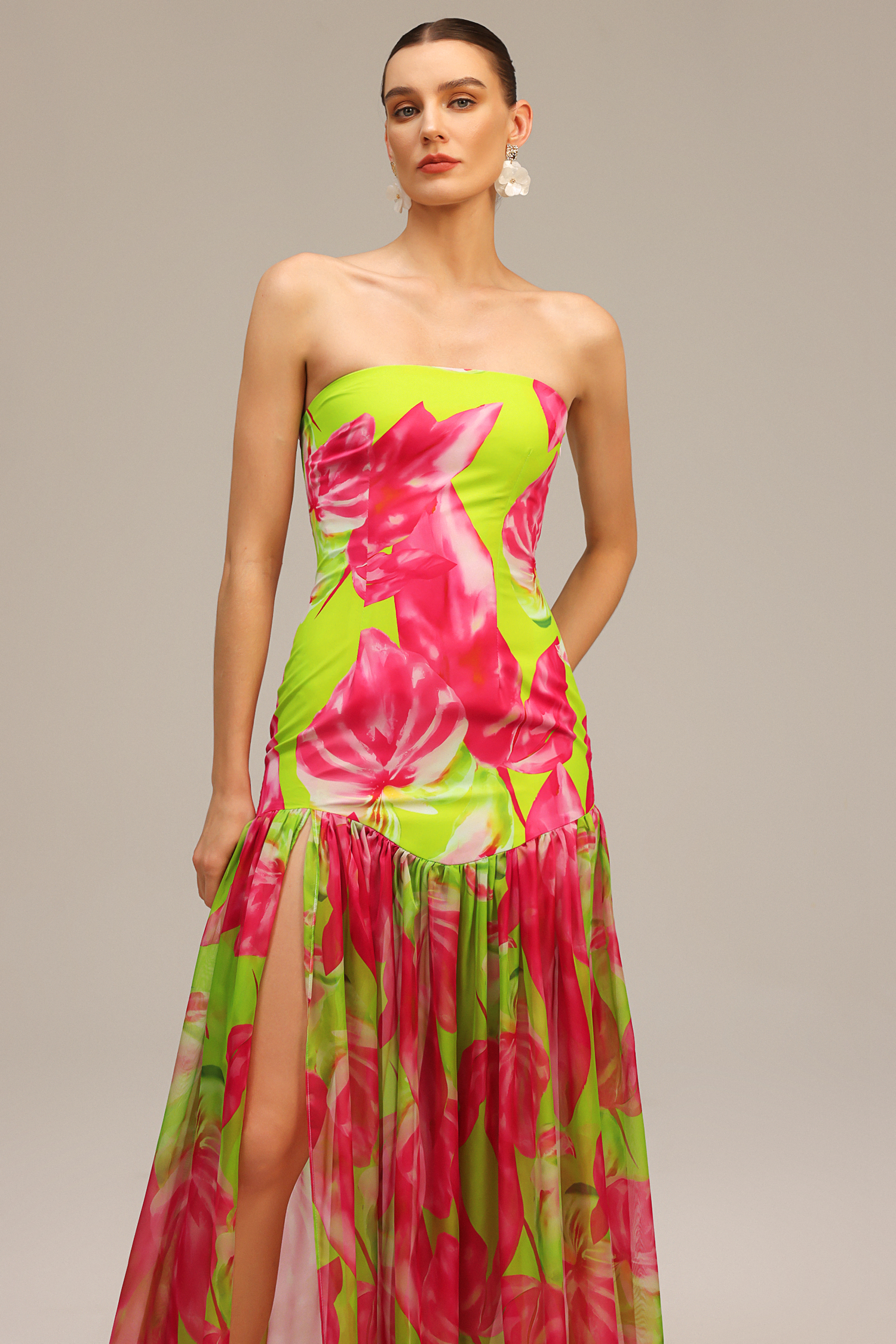 Fern Sleeveless Printed High Slit Maxi Dress