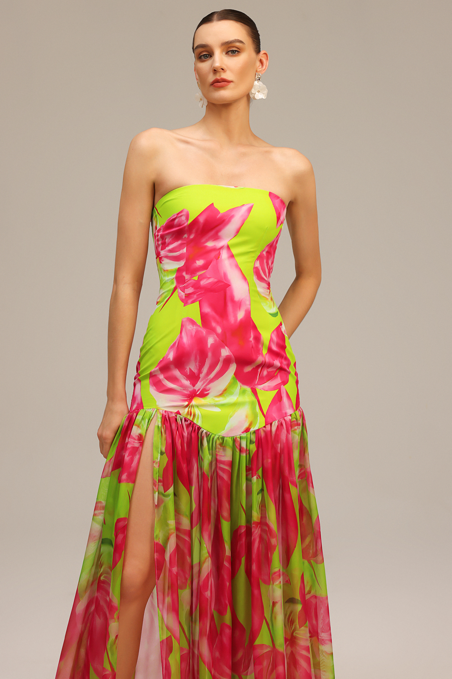 Fern Sleeveless Printed High Slit Maxi Dress