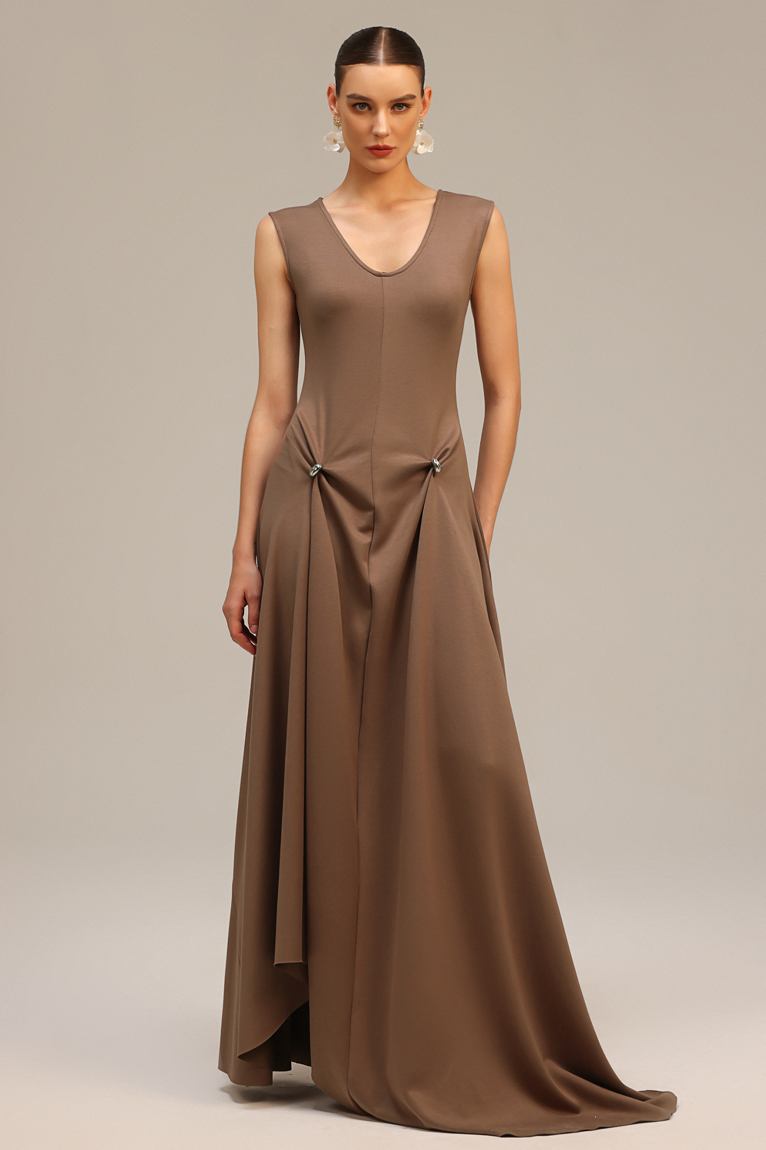 Leyla Sleeveless Asymmetric Maxi Dress