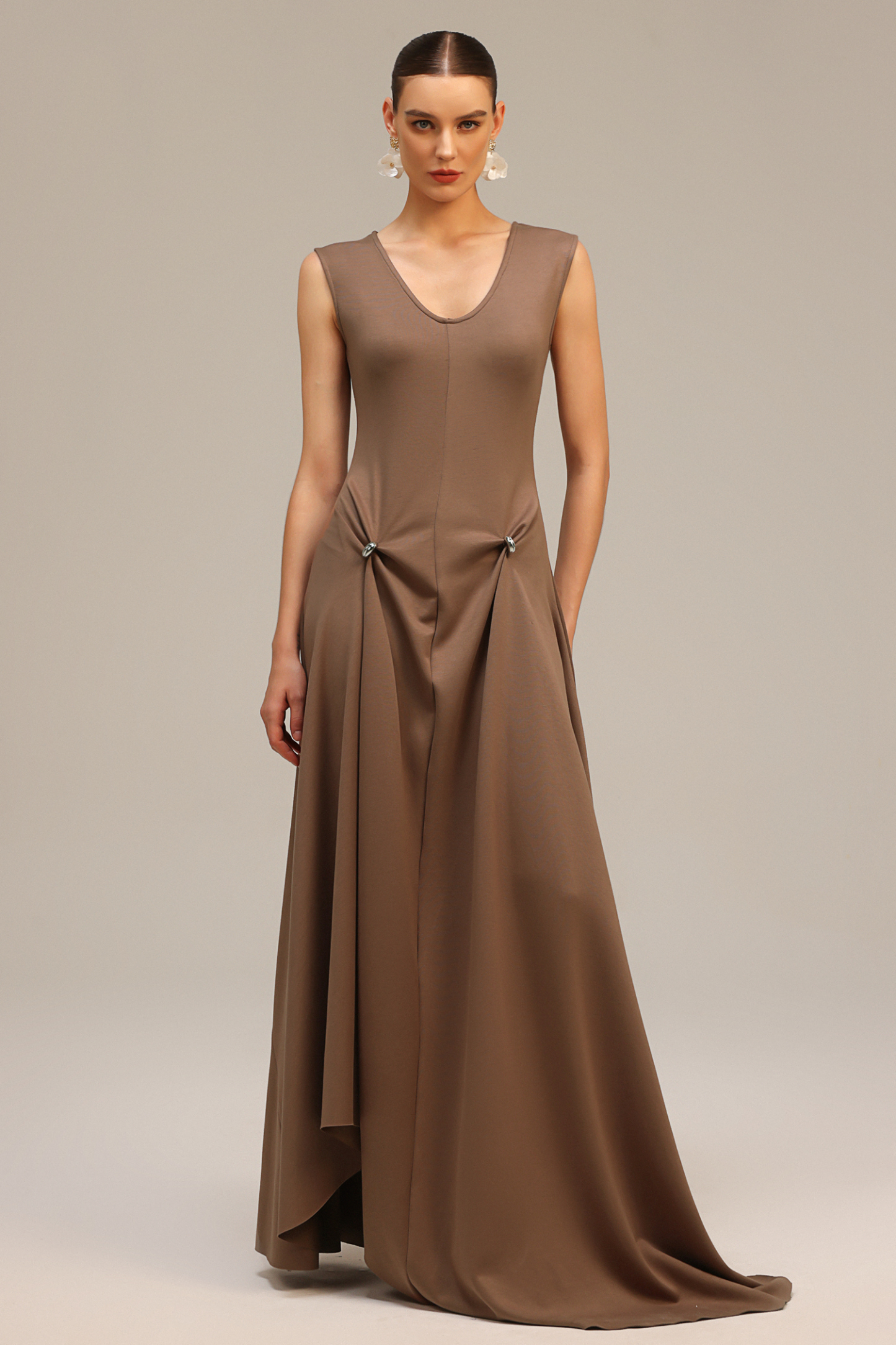 Leyla Sleeveless Asymmetric Maxi Dress
