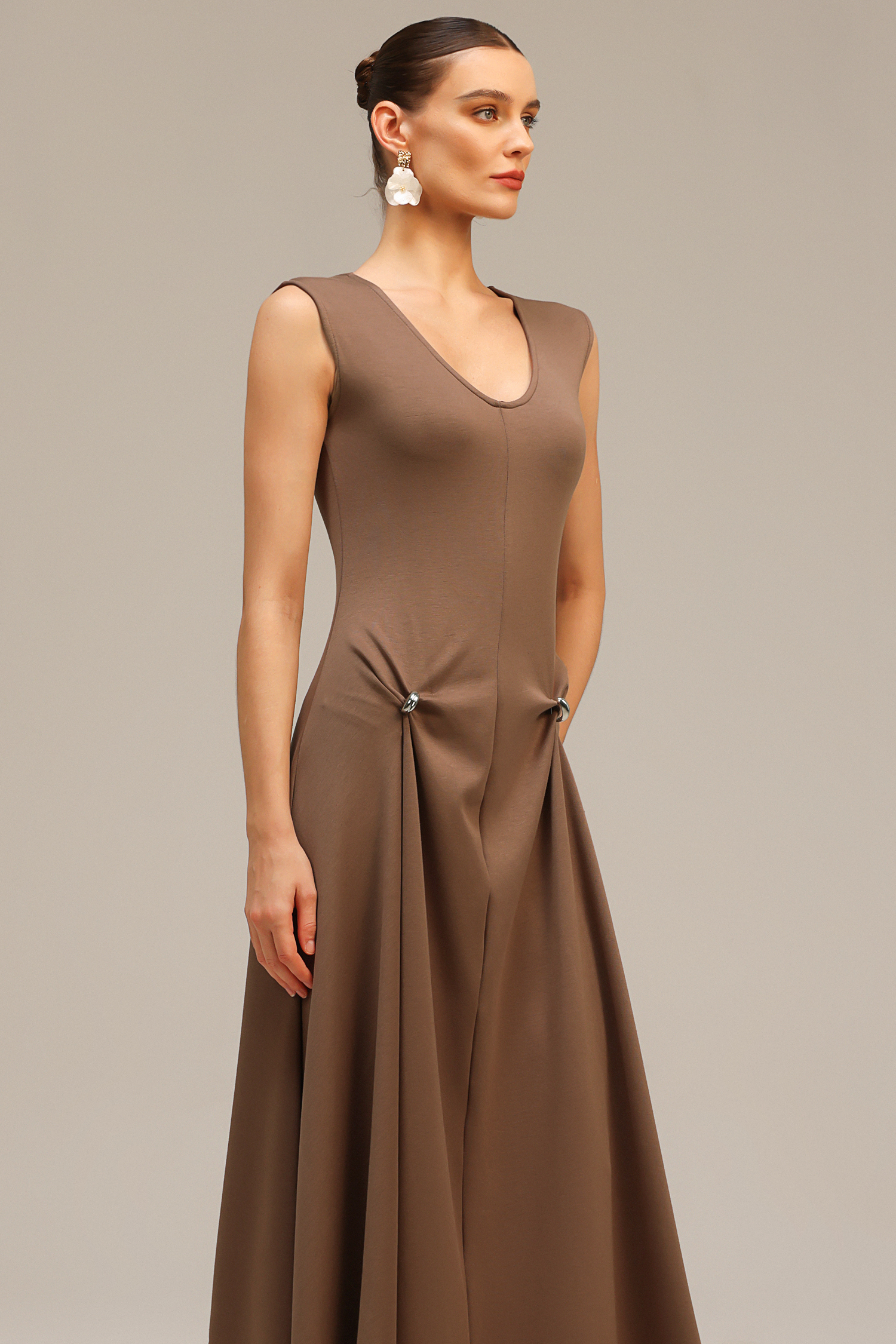 Leyla Sleeveless Asymmetric Maxi Dress