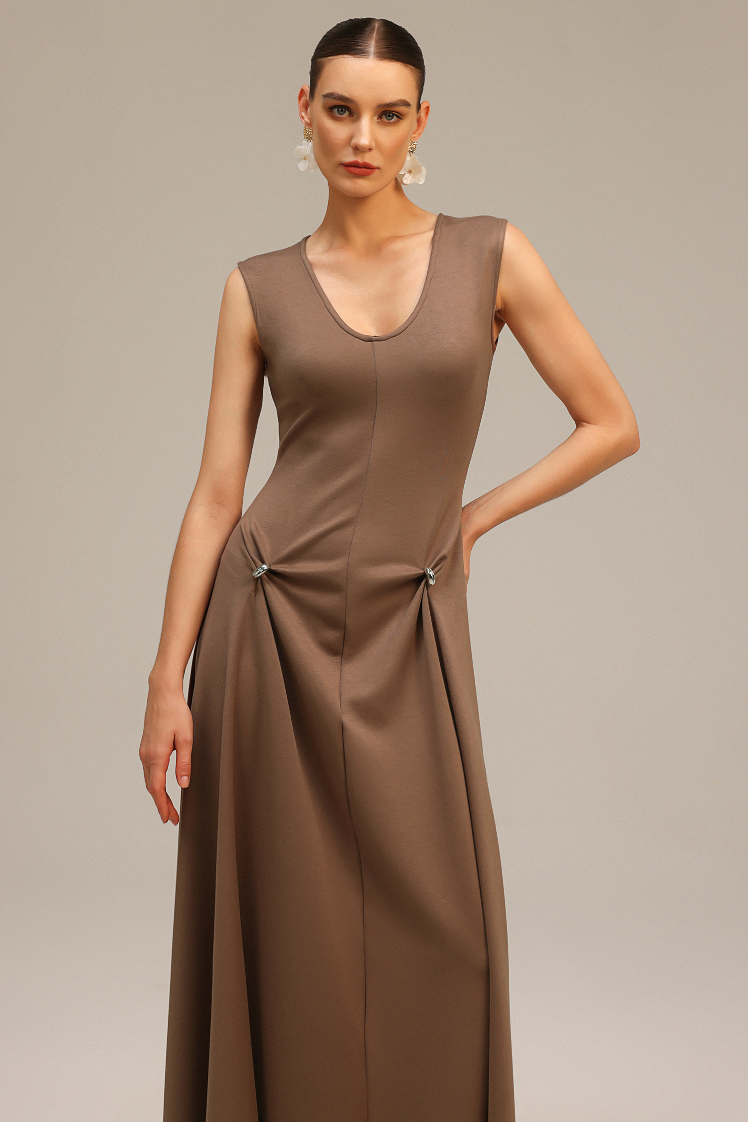Leyla Sleeveless Asymmetric Maxi Dress