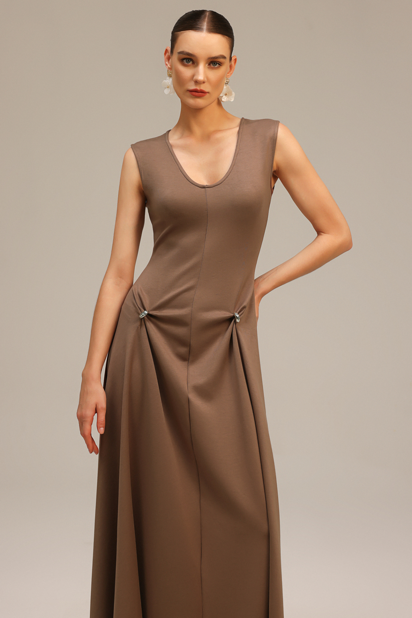 Leyla Sleeveless Asymmetric Maxi Dress