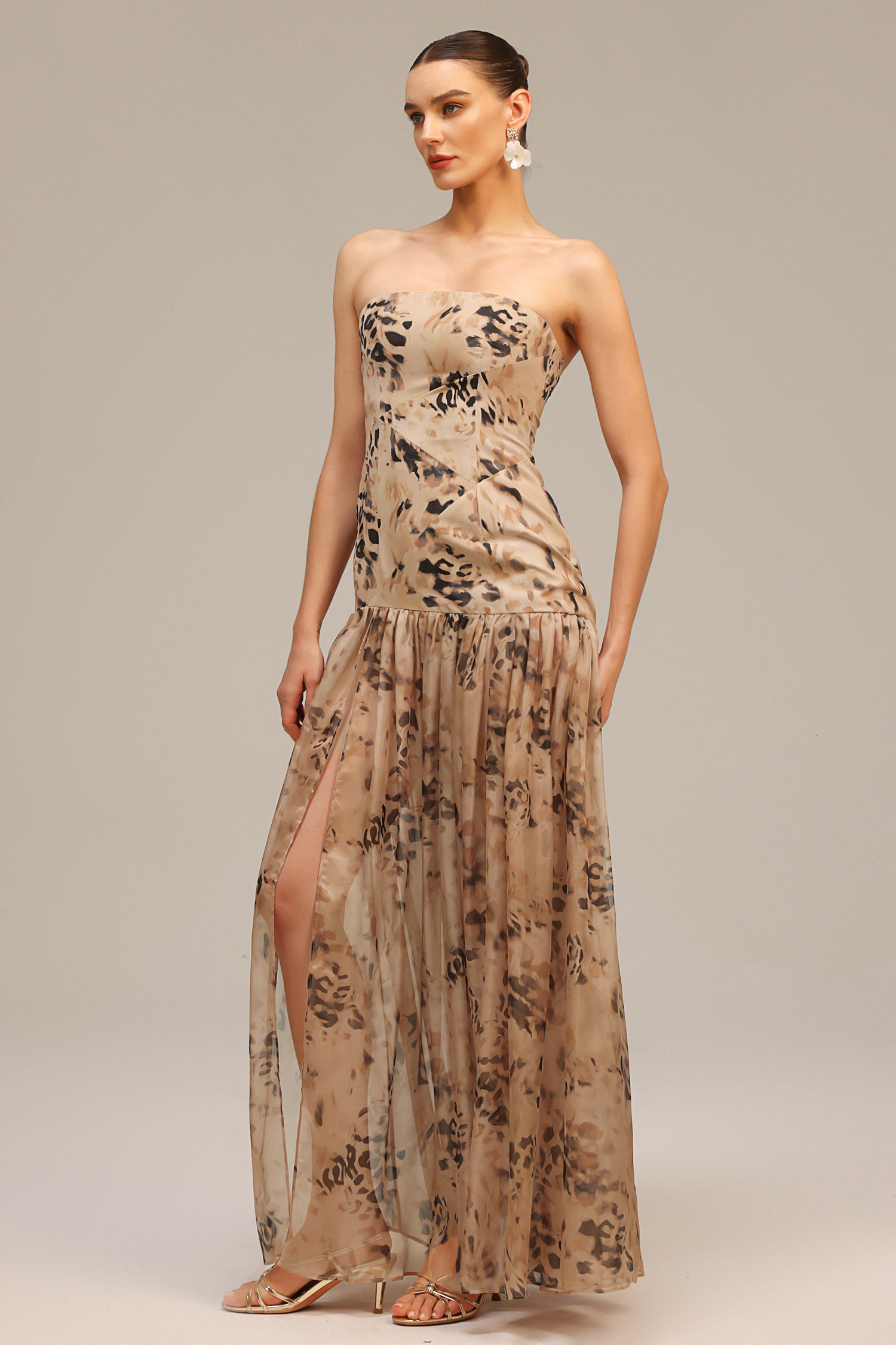 Gemma Sleeveless Printed High Slit Maxi Dress