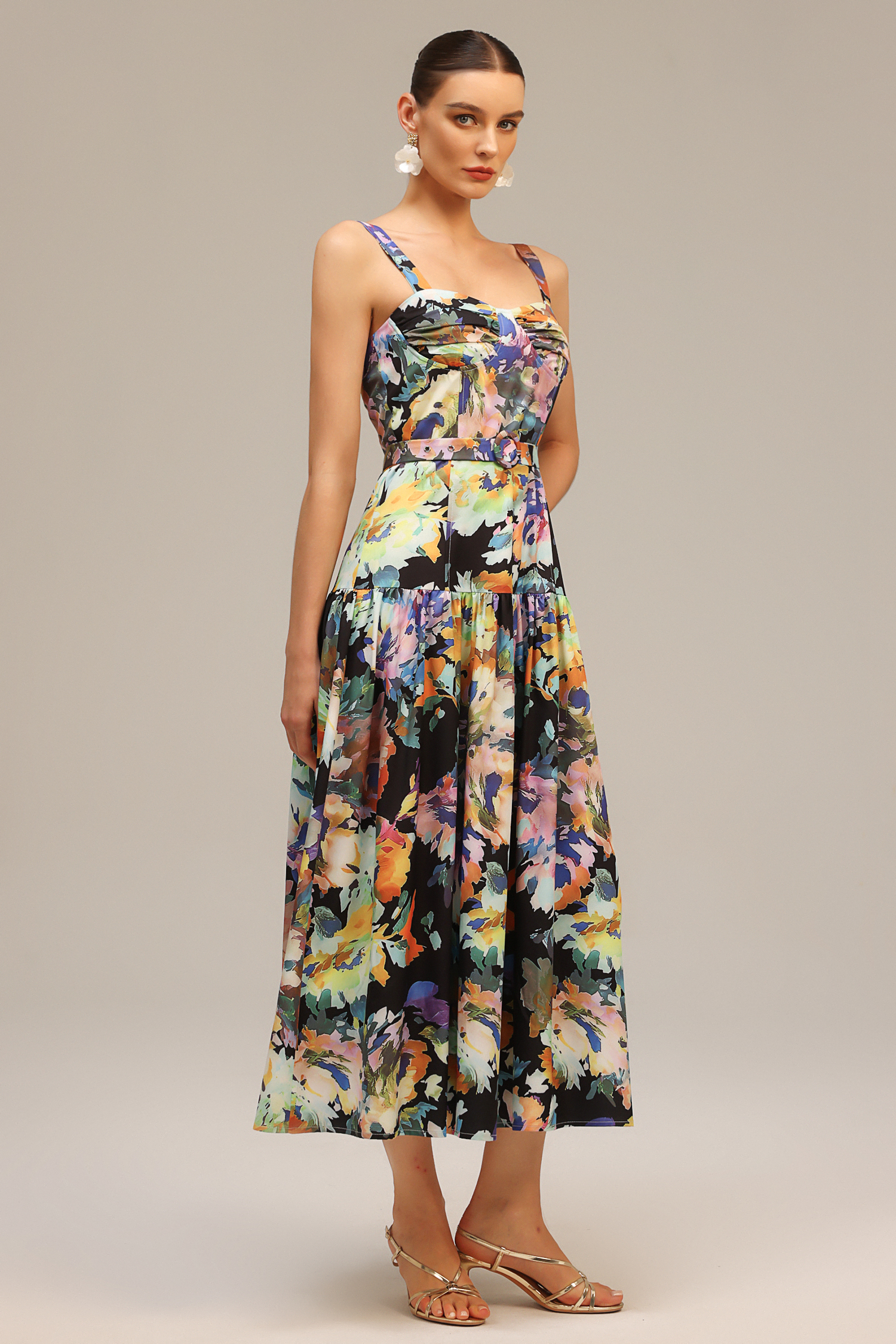 Denny Halter Floral Printed Maxi Dress