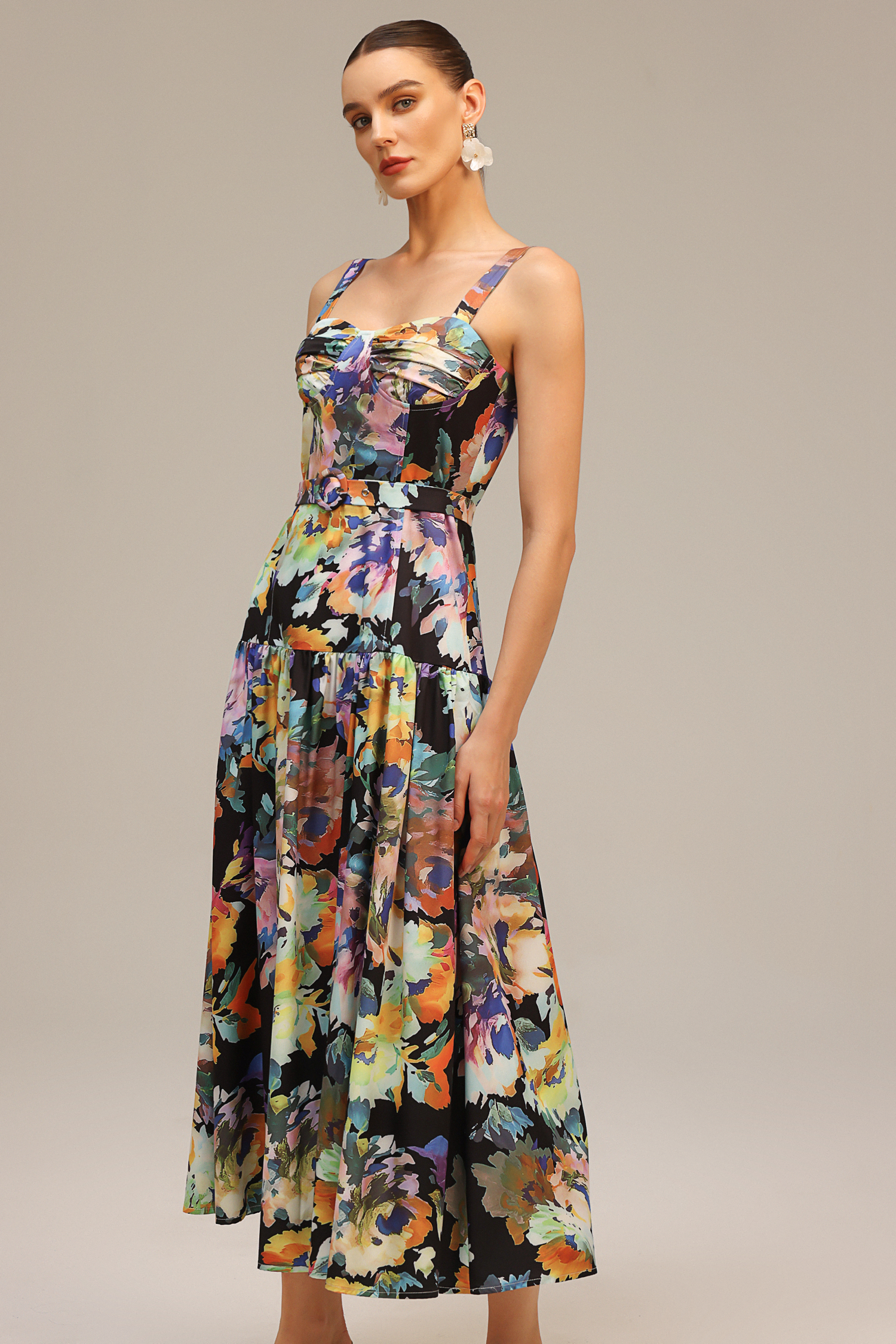 Denny Halter Floral Printed Maxi Dress