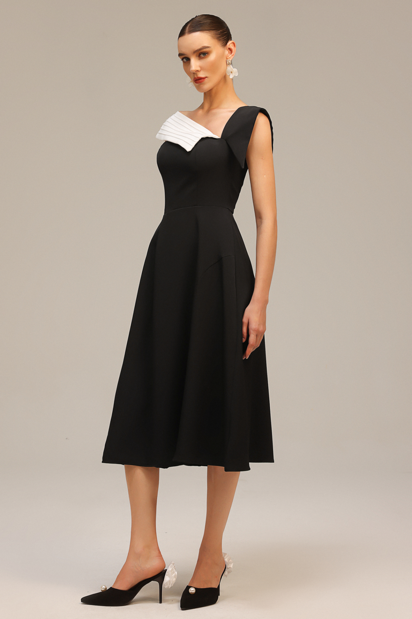 Werza Oblique Shoulder Midi Dress
