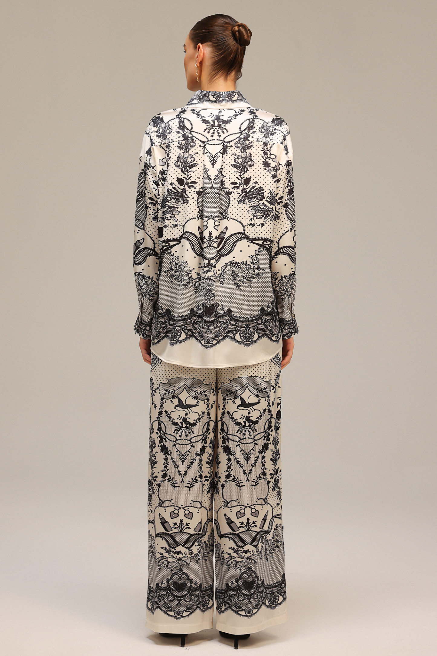 Inbar Long Sleeves Printed Top And Pants Two-Piece Set