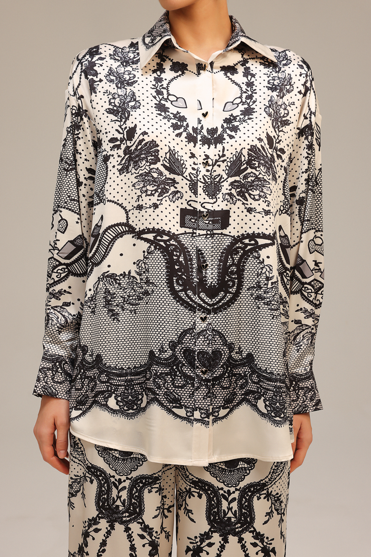 Inbar Long Sleeves Printed Top And Pants Two-Piece Set