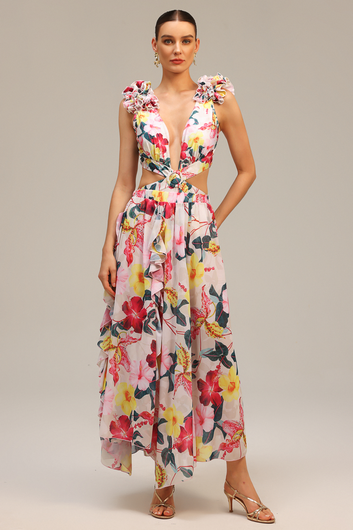 Tinnie Deep-V Folds Swimwear Two-Piece Set