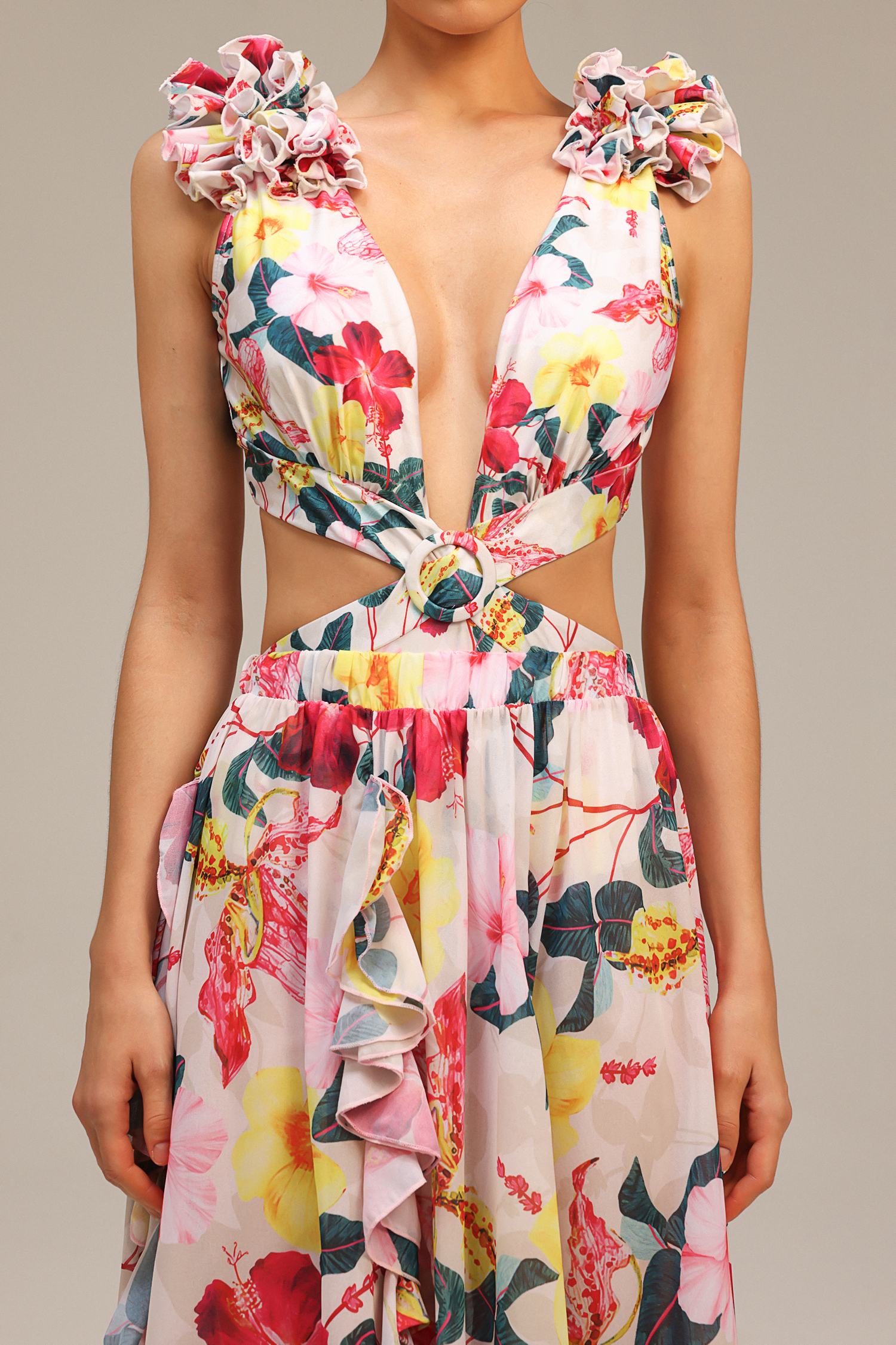 Tinnie Deep-V Folds Swimwear Two-Piece Set