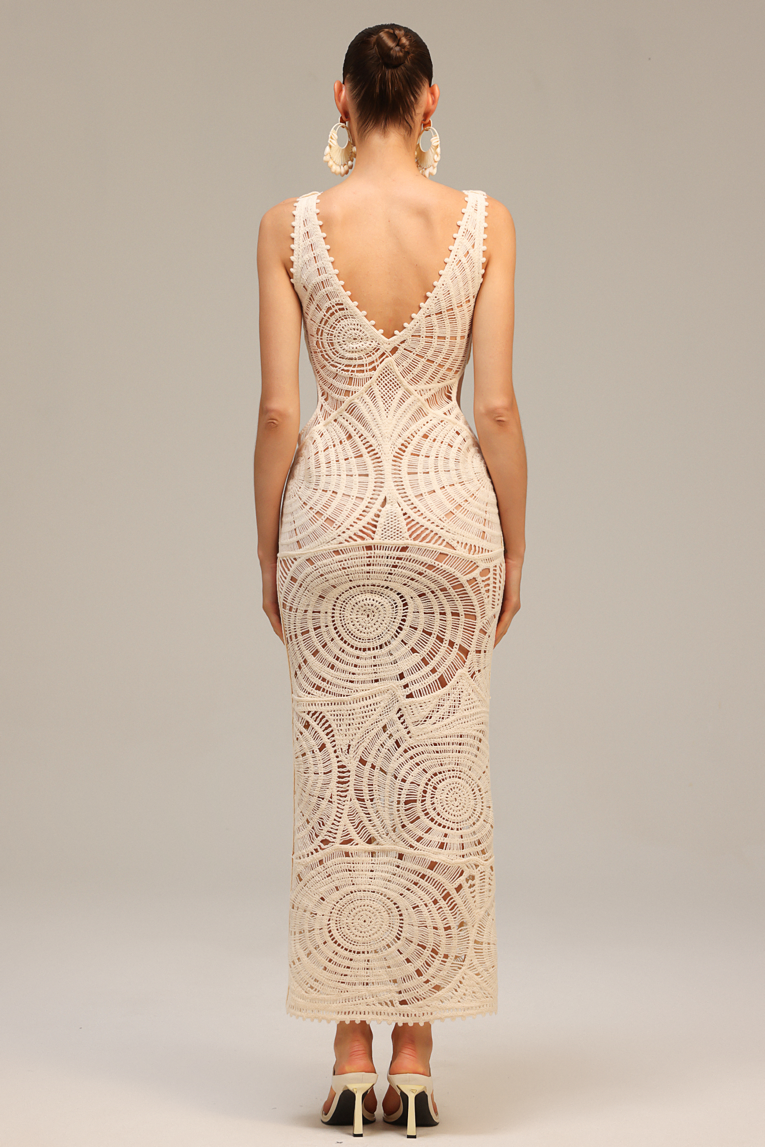 Sharina Sleeveless V-Neck Backless Hollow Out Maxi Dress