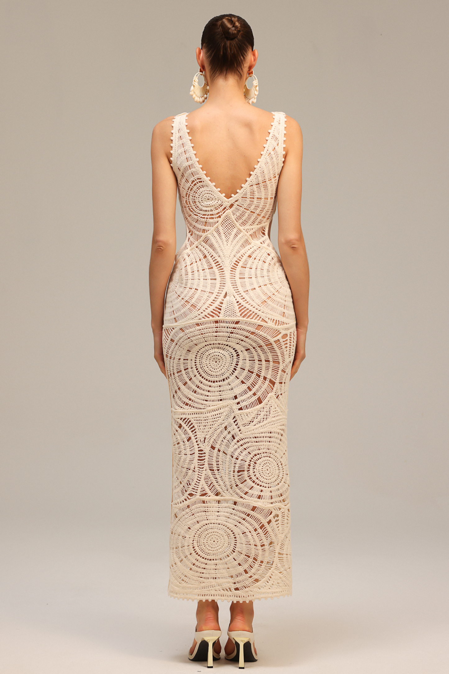 Sharina Sleeveless V-Neck Backless Hollow Out Maxi Dress