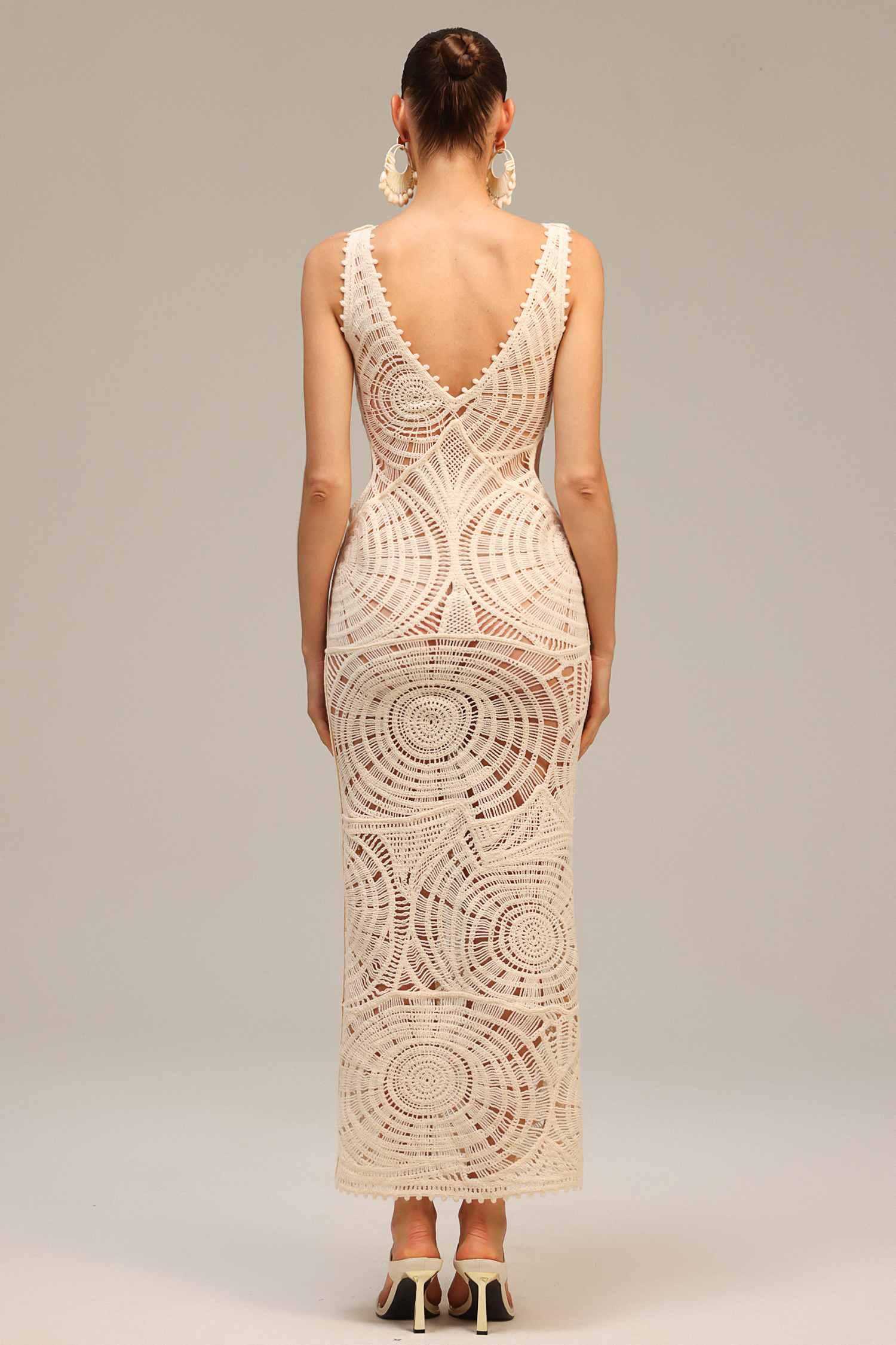 Sharina Sleeveless V-Neck Backless Hollow Out Maxi Dress