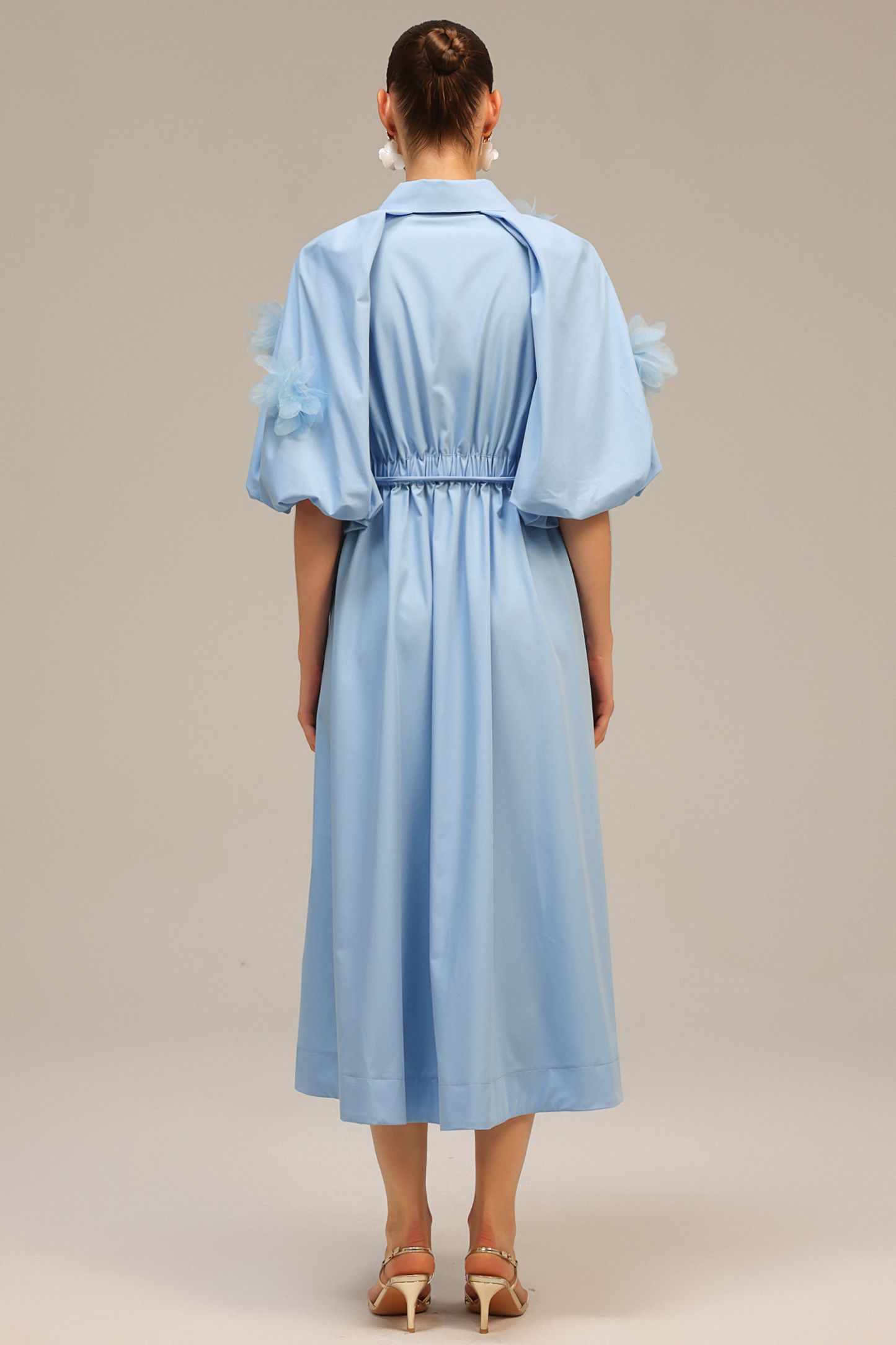 Helena Short Sleeves Flowers Midi Dress